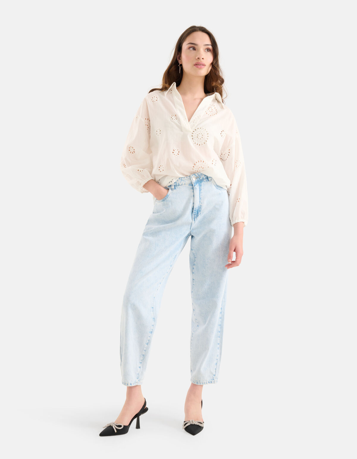 Broderie-Bluse Weiß SHOEBY WOMEN