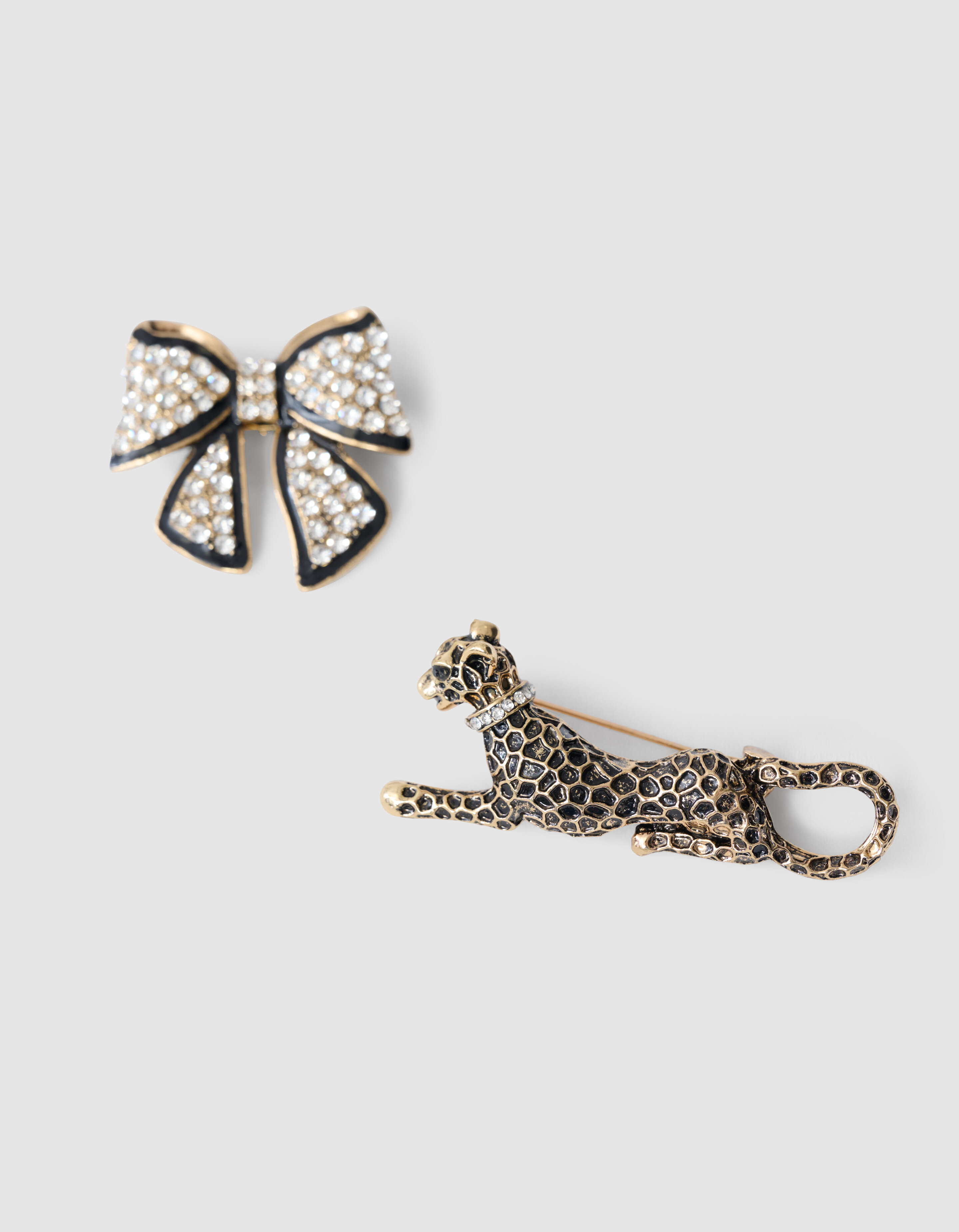 Leoparden Schleife Brosche Set Gold SHOEBY ACCESSOIRES