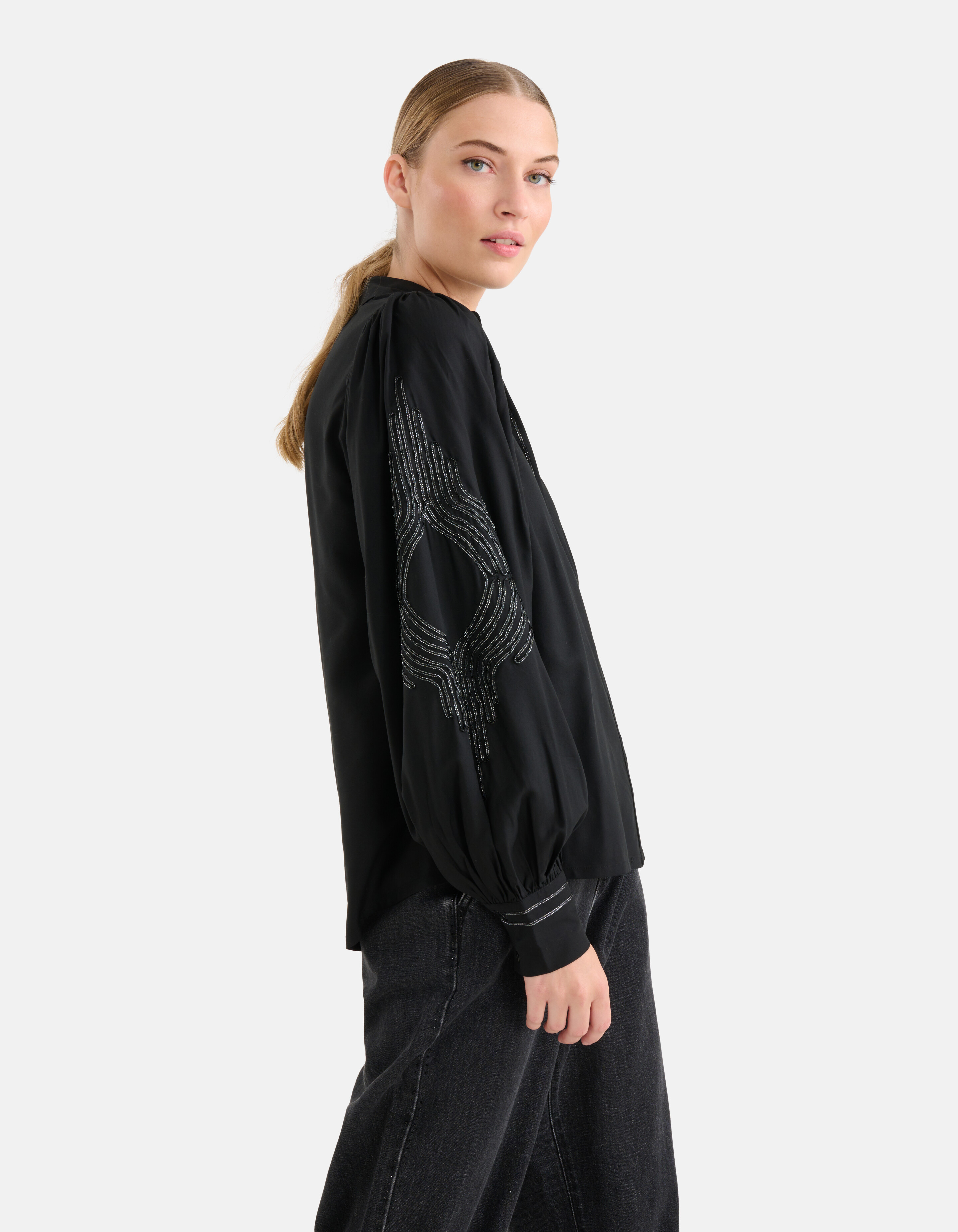 Lurex-Band-Bluse Schwarz SHOEBY WOMEN