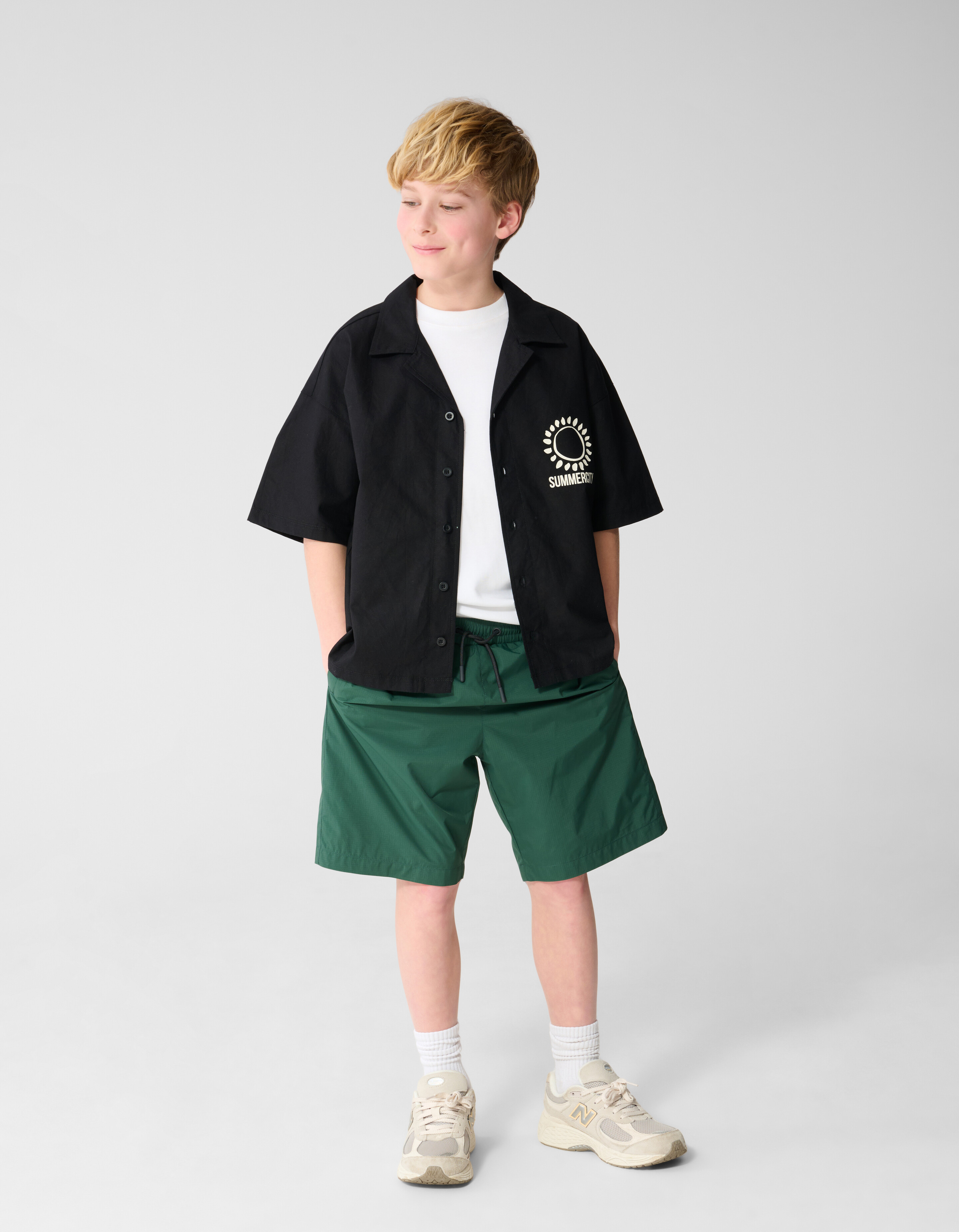 Linnen Artwork Overshirt Schwarz SHOEBY BOYS