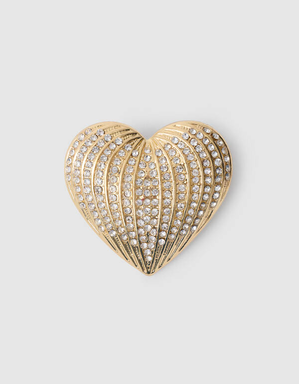 Strass Heart Broche Goud SHOEBY ACCESSOIRES