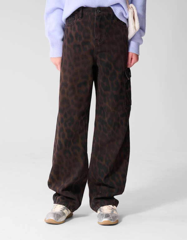 Braune Cargohose Leopardenmuster SHOEBY GIRLS
