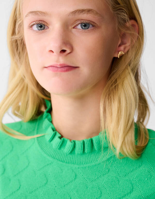 Stricktop mit Herzmotiv Grün SHOEBY GIRLS