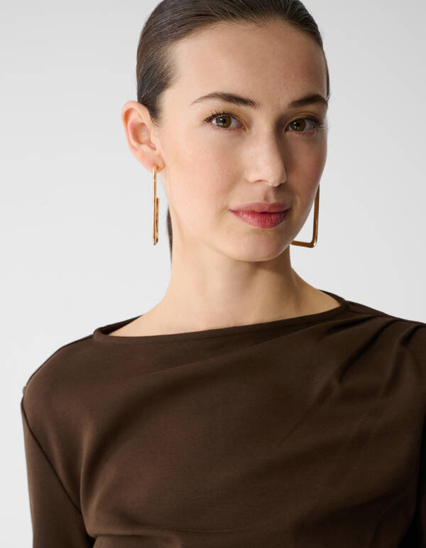 Drapiertes Langarm-Top Dunkelbraun SHOEBY WOMEN