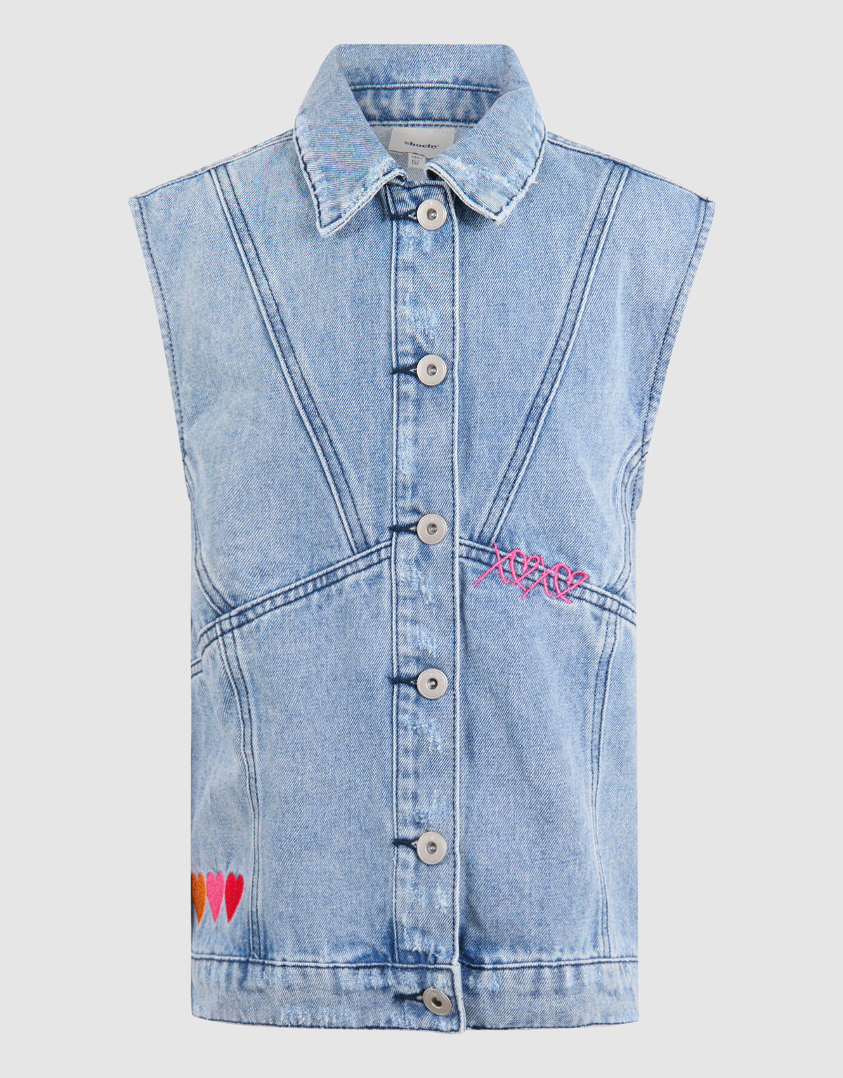 Embroidery Denim Gilet Blauw SHOEBY GIRLS