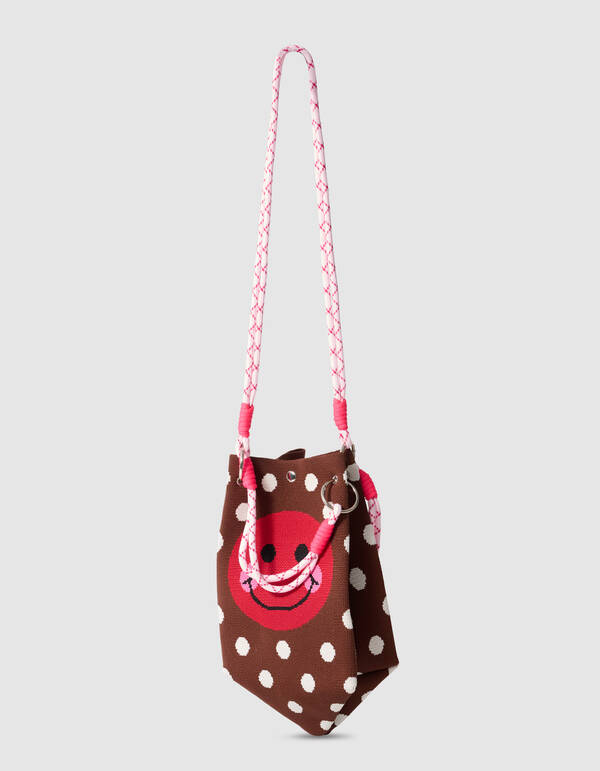 Gestrickte Tasche mit Punkten braun SHOEBY ACCESSOIRES