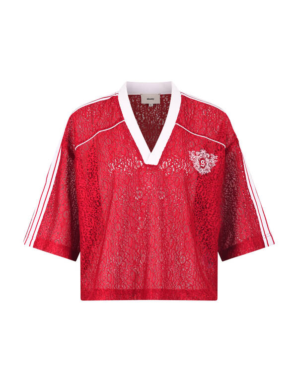 Sportliches Spitzen-T-Shirt Rot SHOEBY WOMEN