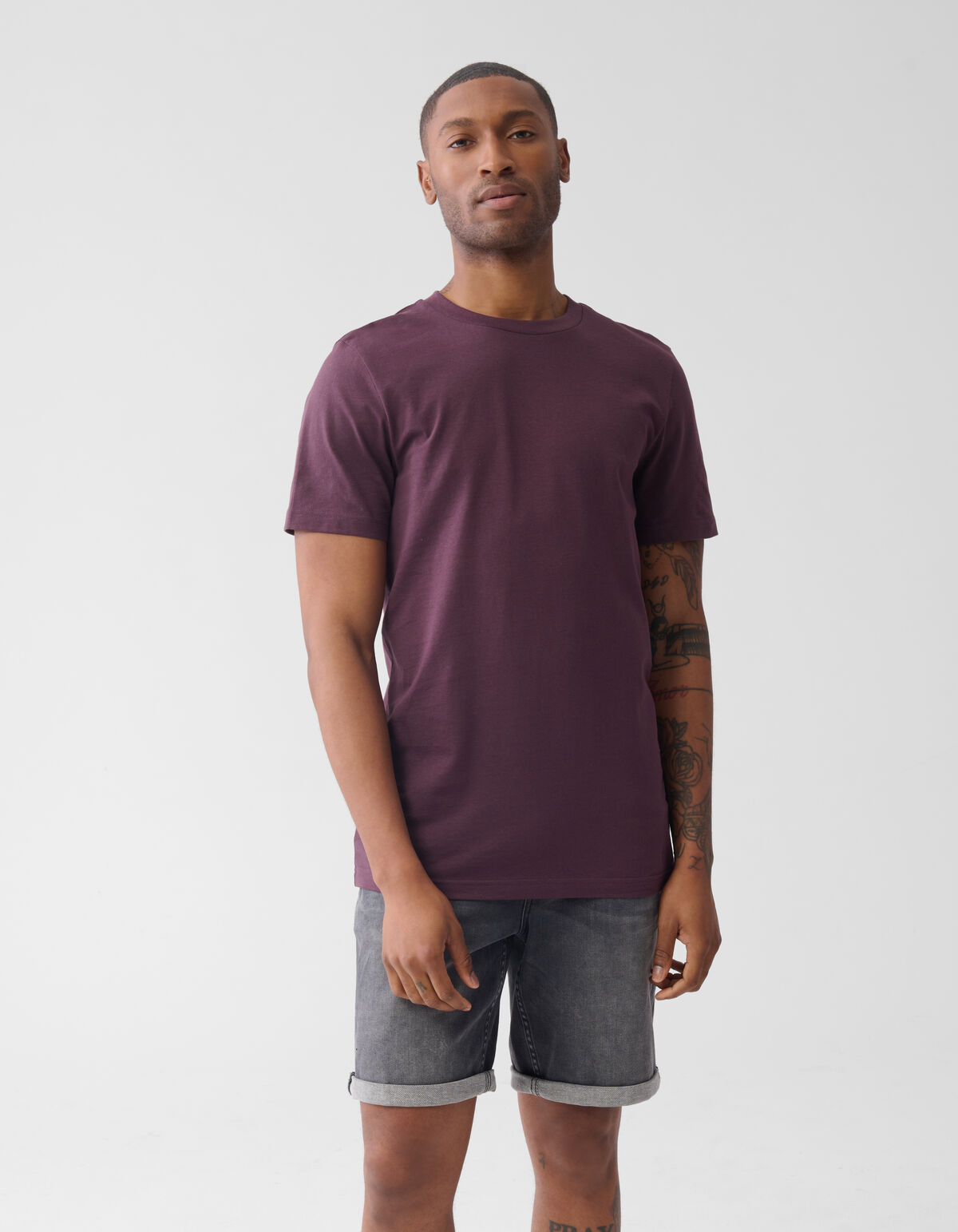 Blumen-T-Shirt Dunkelrot SHOEBY MEN