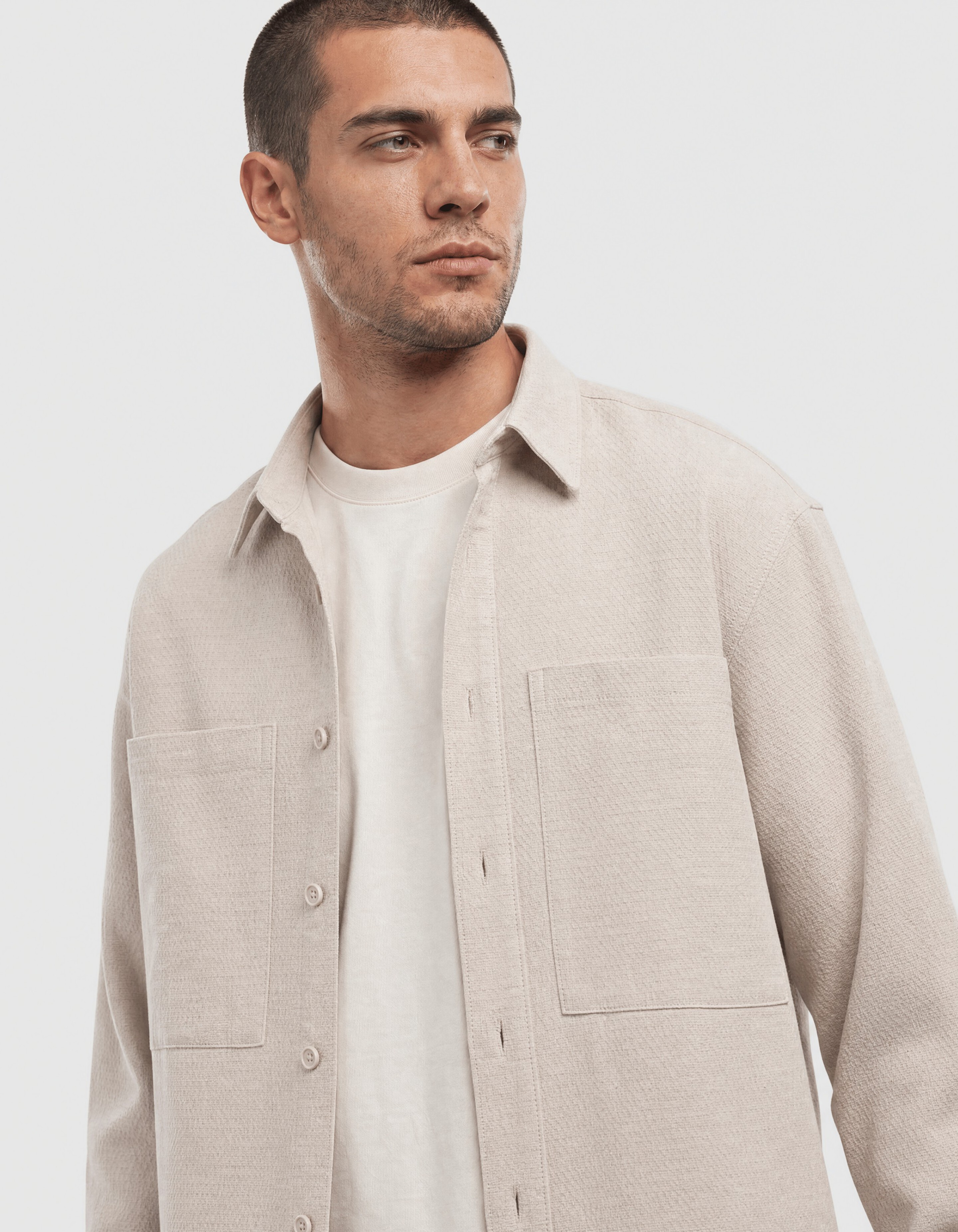 Block-Jacquard-Overshirt Hellgrau SHOEBY MEN