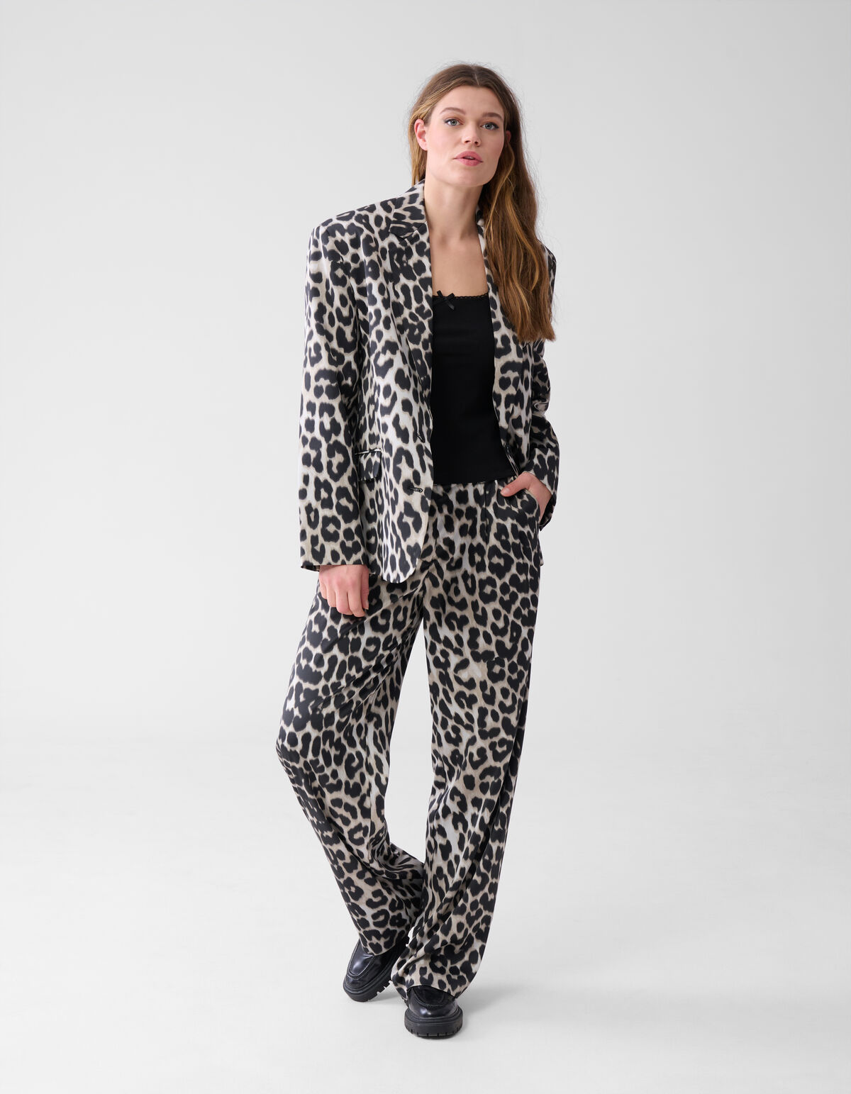 Leopardenhose mit weitem Bein Grau SHOEBY WOMEN