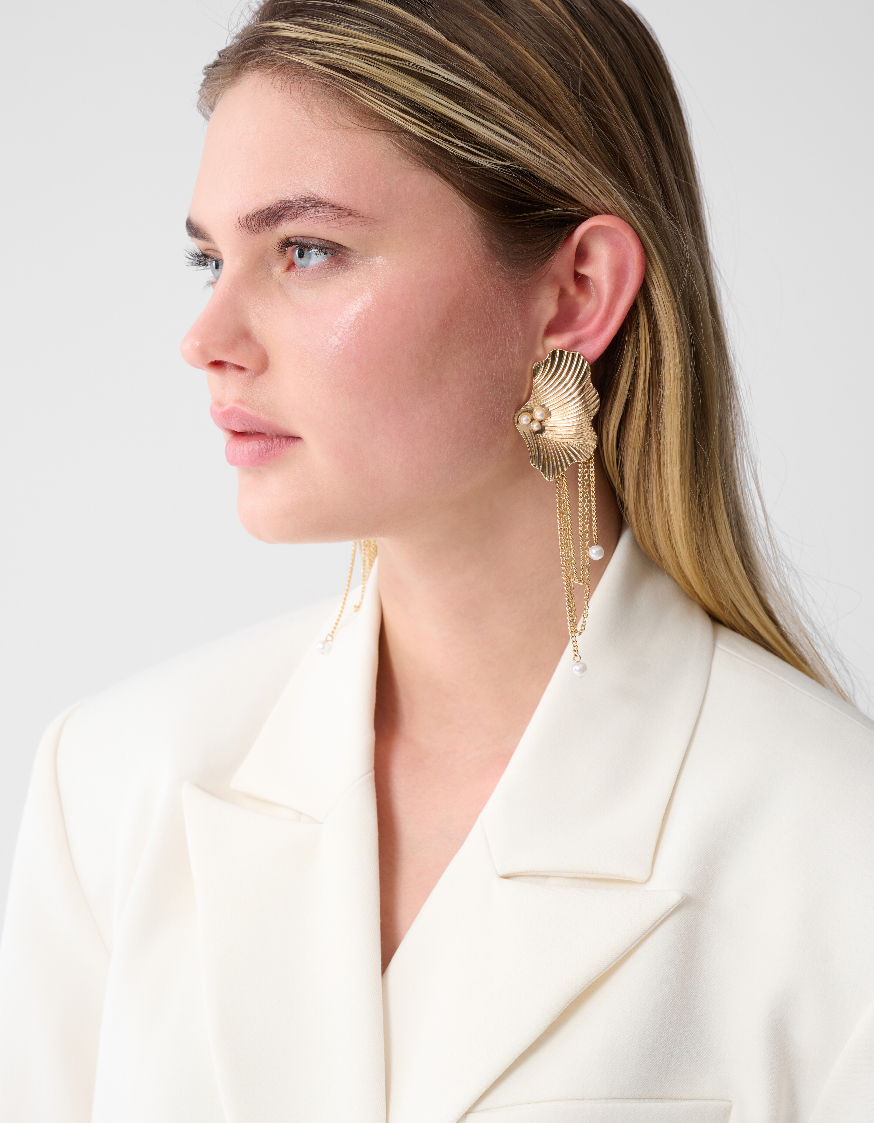 Blattketten-Ohrringe Gold SHOEBY ACCESSOIRES