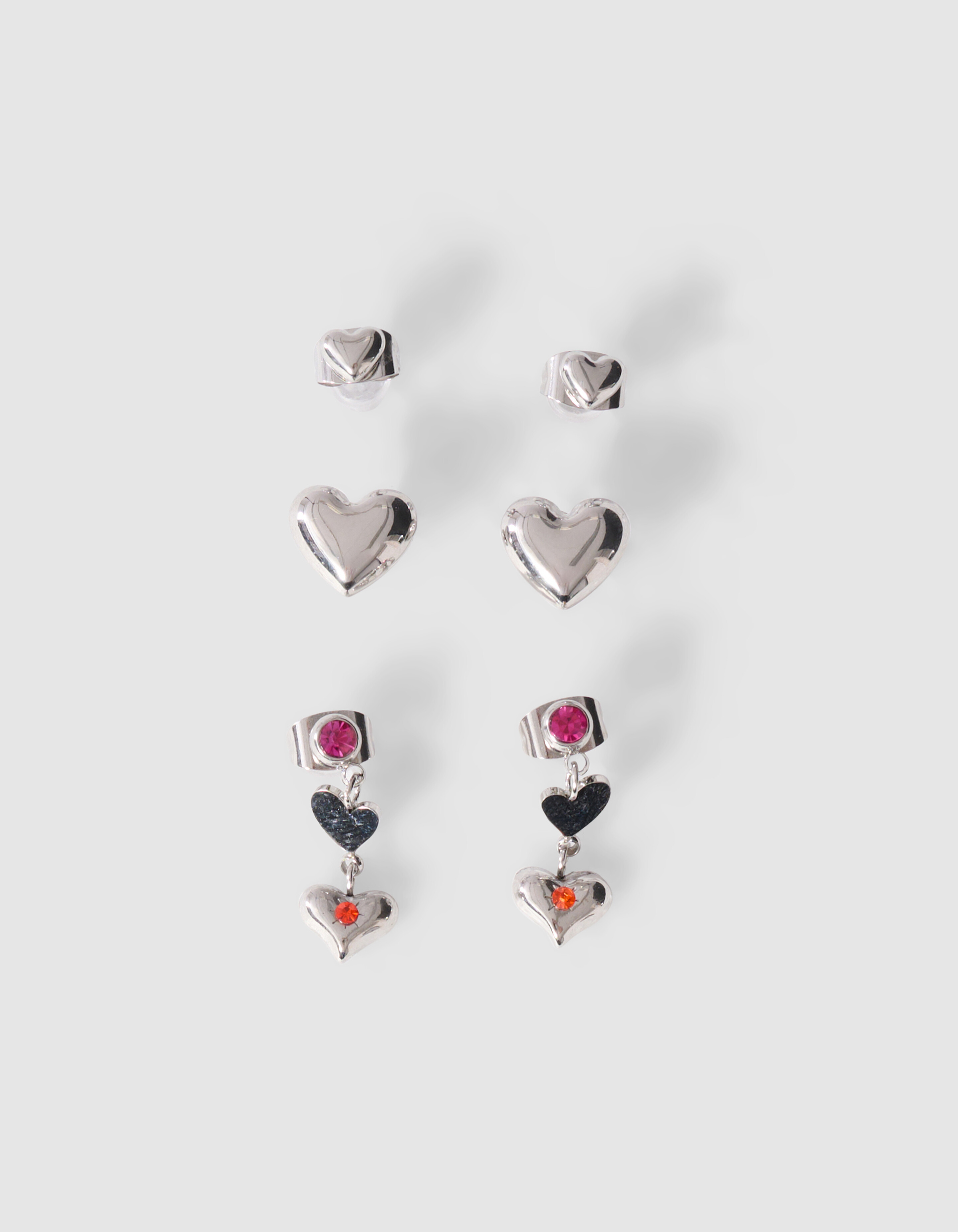 Herz Stud Ohrring Set Silber SHOEBY ACCESSOIRES