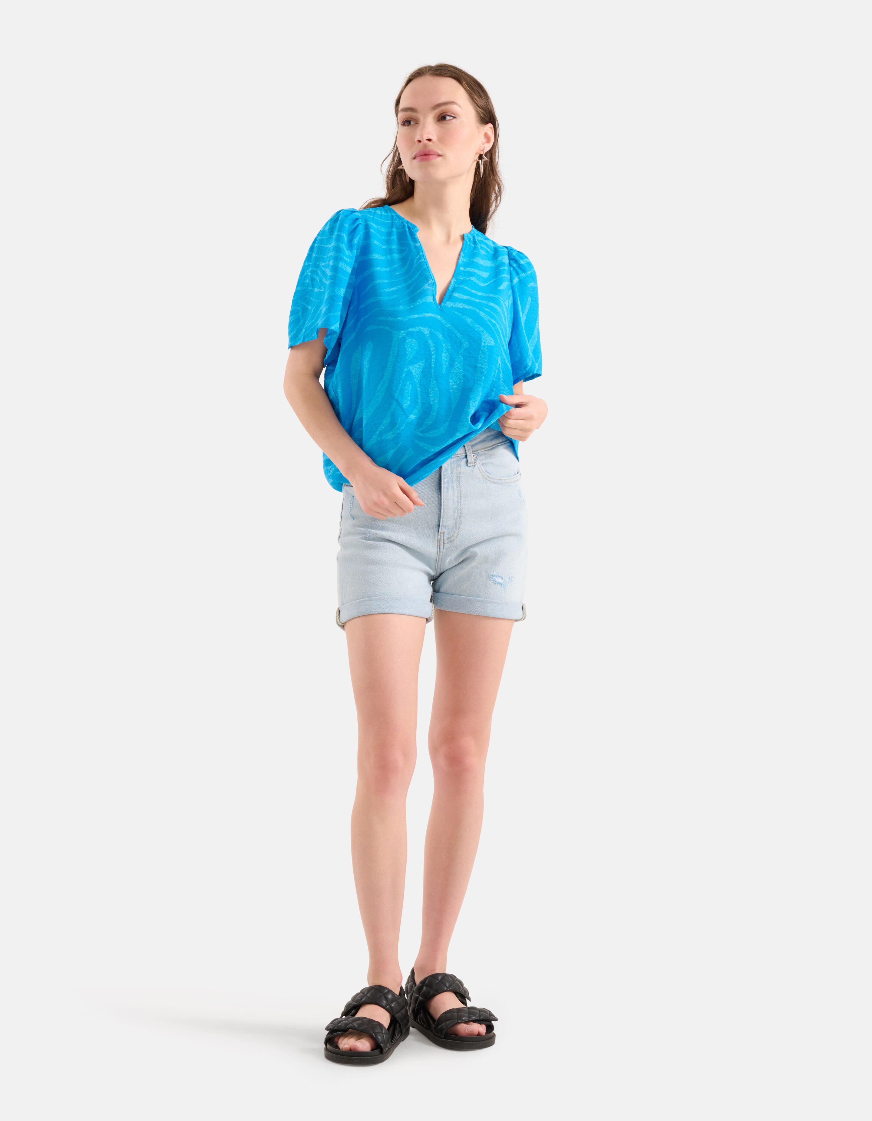 Zebra Print Top Blau SHOEBY WOMEN