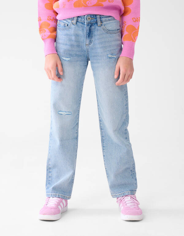 Zerstörte Straight Leg Jeans Blauw SHOEBY GIRLS