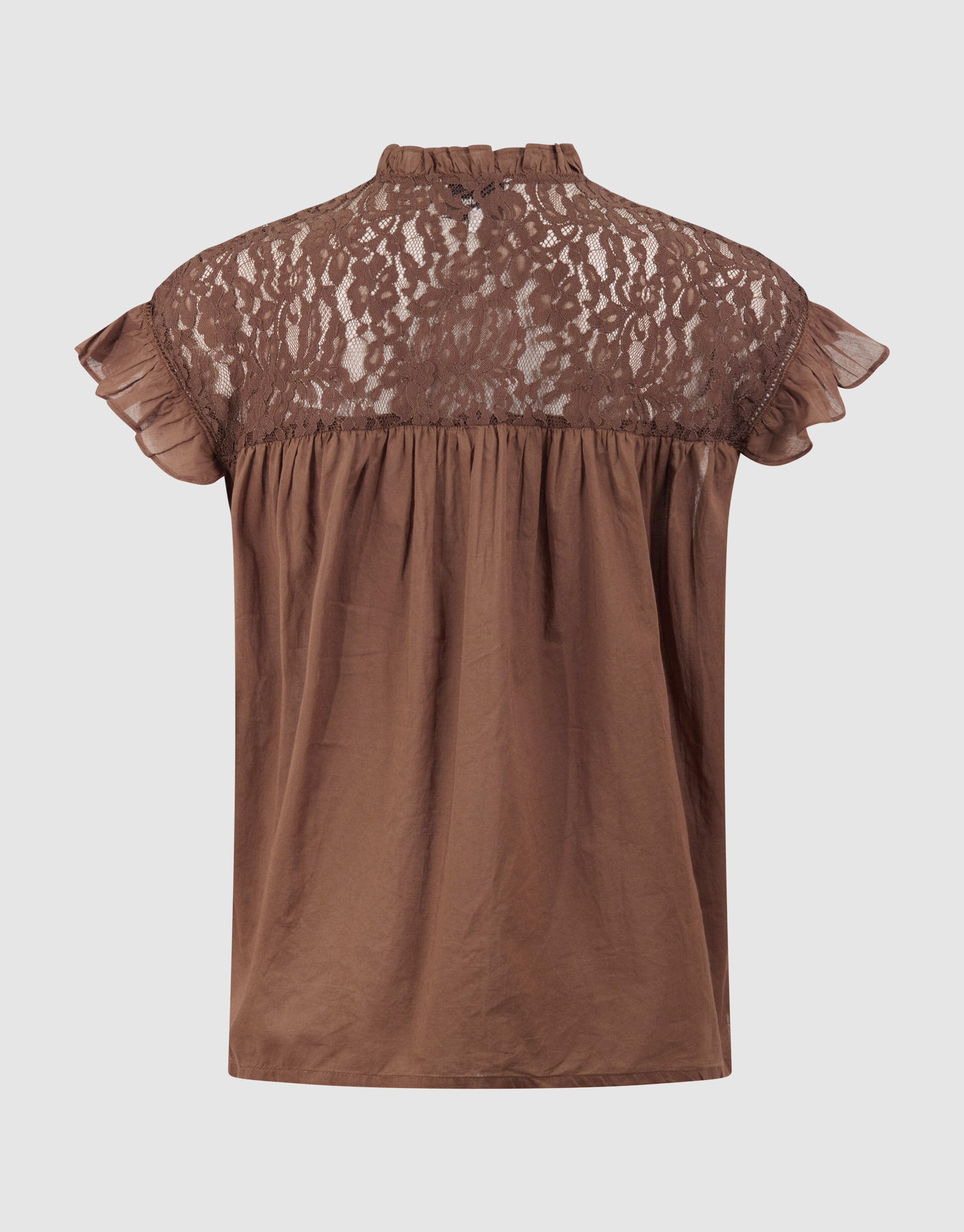 Kanten R&uuml;schen Top Braun SHOEBY WOMEN