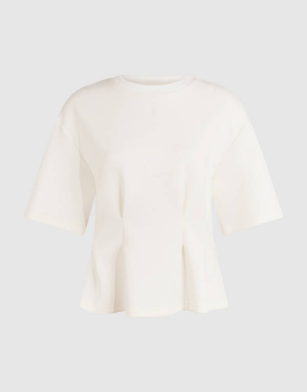 Peplum-Scuba-T-Shirt Gebrochenem Wei&szlig; SHOEBY WOMEN