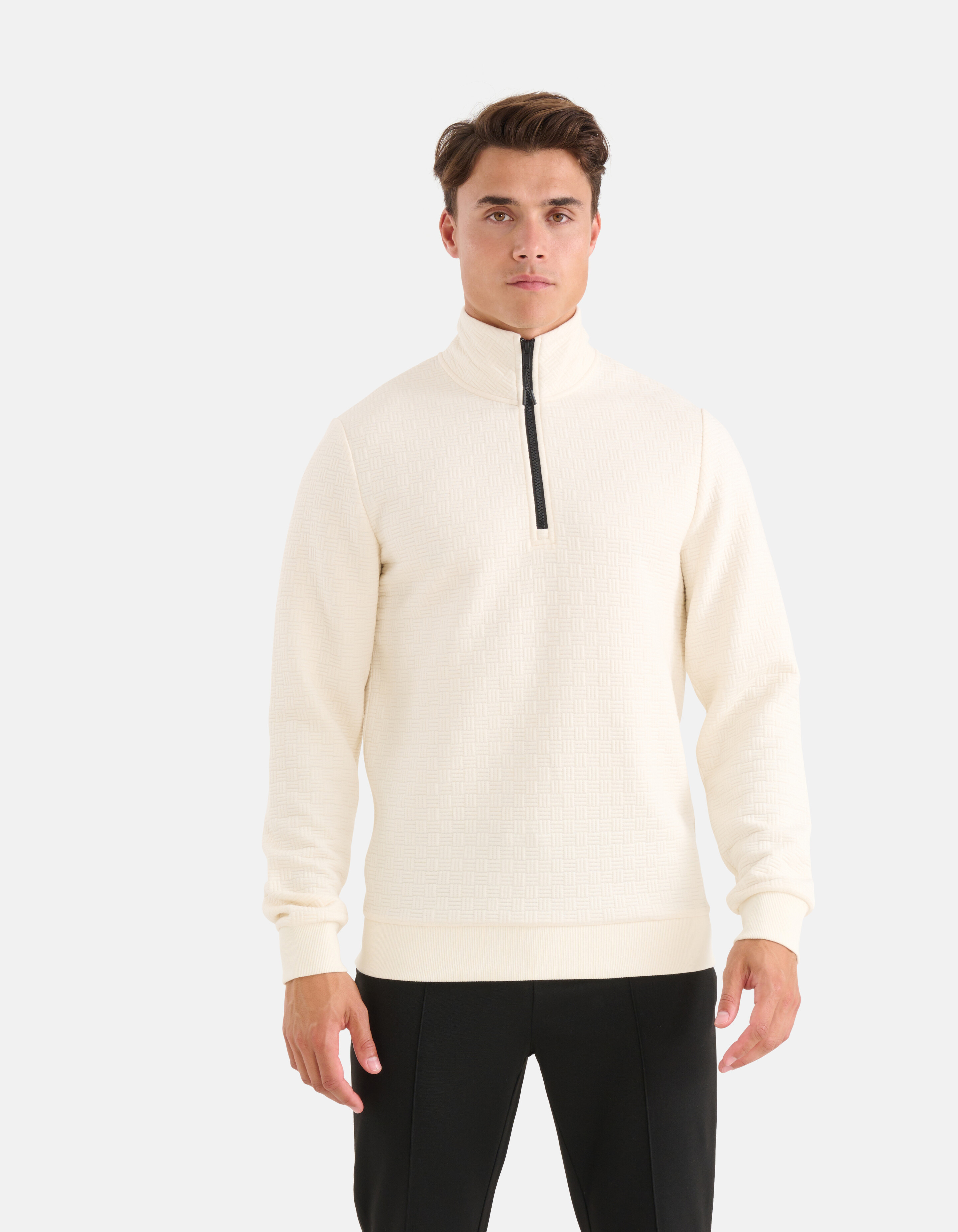 Strukturierter Pullover mit halbem Reißverschluss SHOEBY MEN