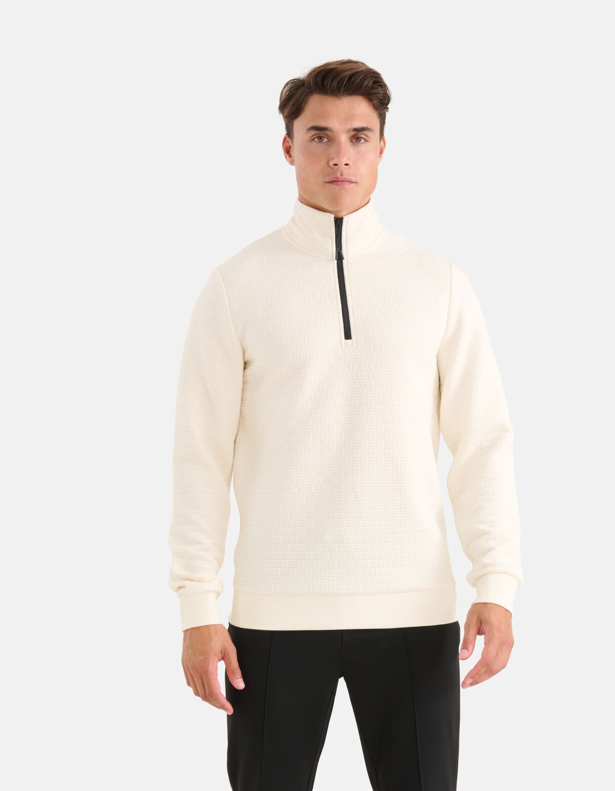 Strukturierter Pullover mit halbem Reißverschluss SHOEBY MEN