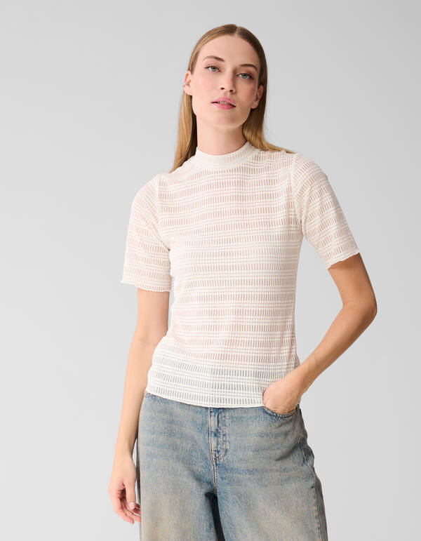 Mesh Texture Top Off Weiß SHOEBY WOMEN