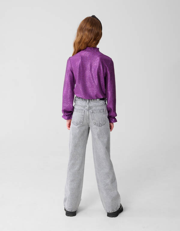 Metallic Langarmtop Schwarz Rosa/Violett SHOEBY GIRLS