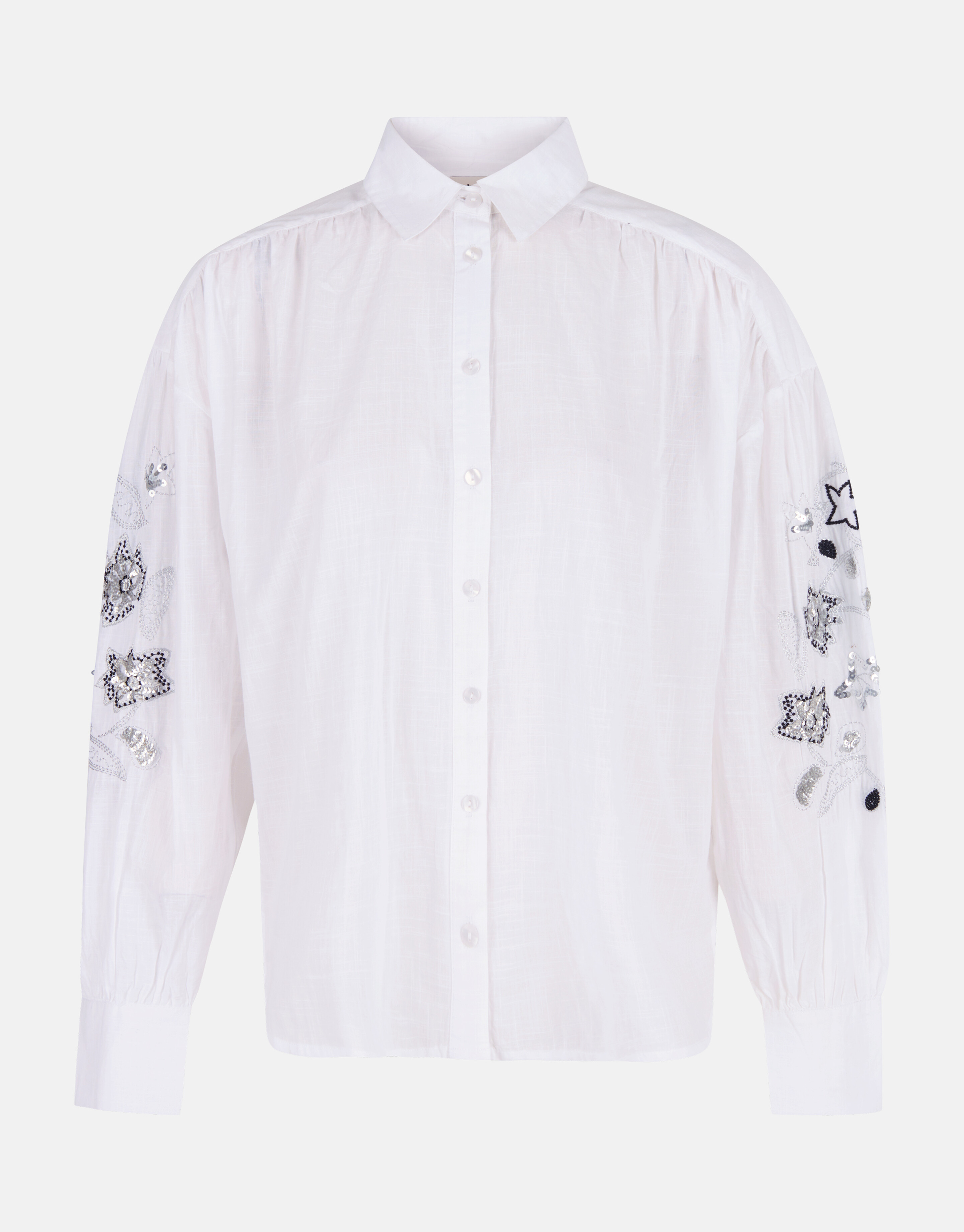 Bluse mit Stickerei und Pailletten Weiß SHOEBY WOMEN