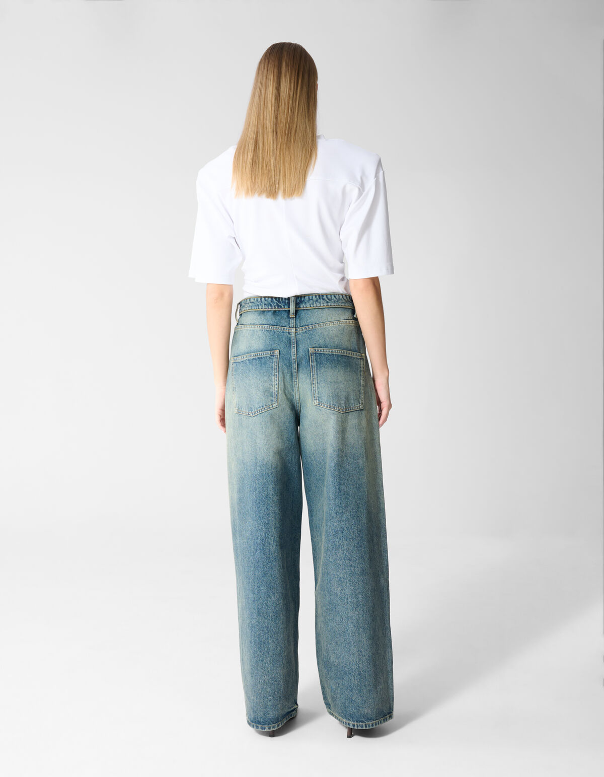 Folded Waistband Baggy Fit Jeans Dunkelblau SHOEBY WOMEN