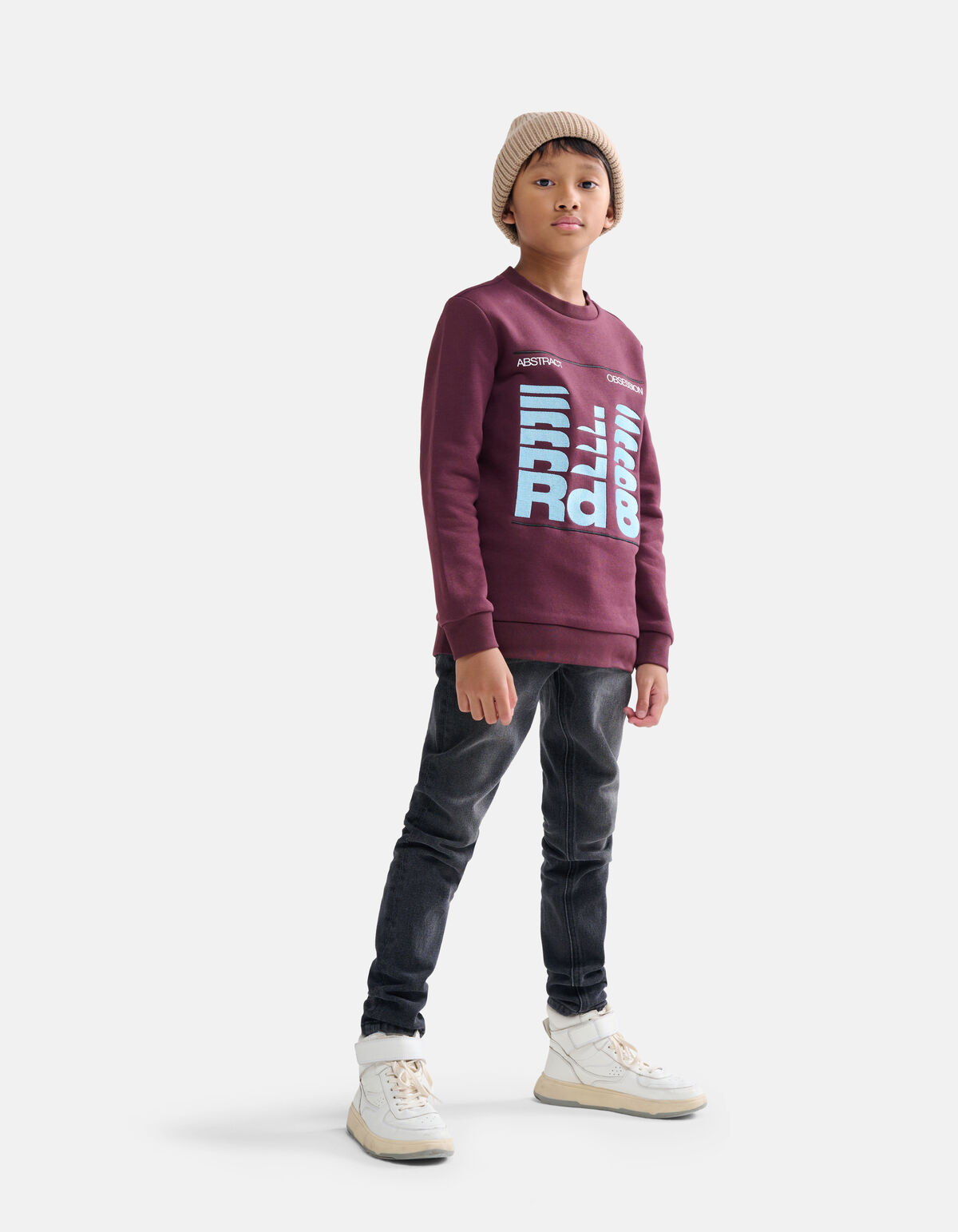 Sweatshirt mit abstraktem Druck Dunkelrot SHOEBY BOYS