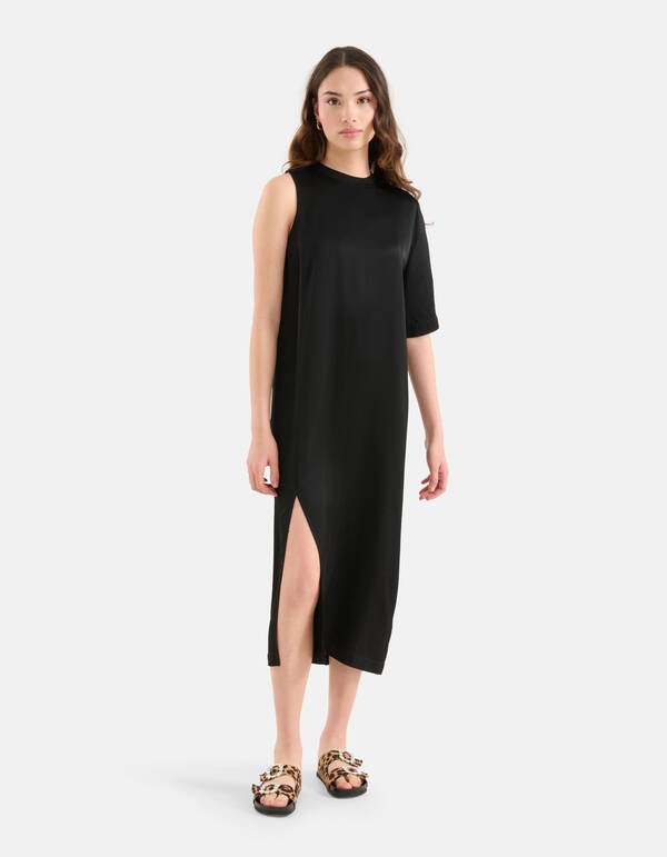 Satin-T-Shirt-Kleid Schwarz SHOEBY WOMEN