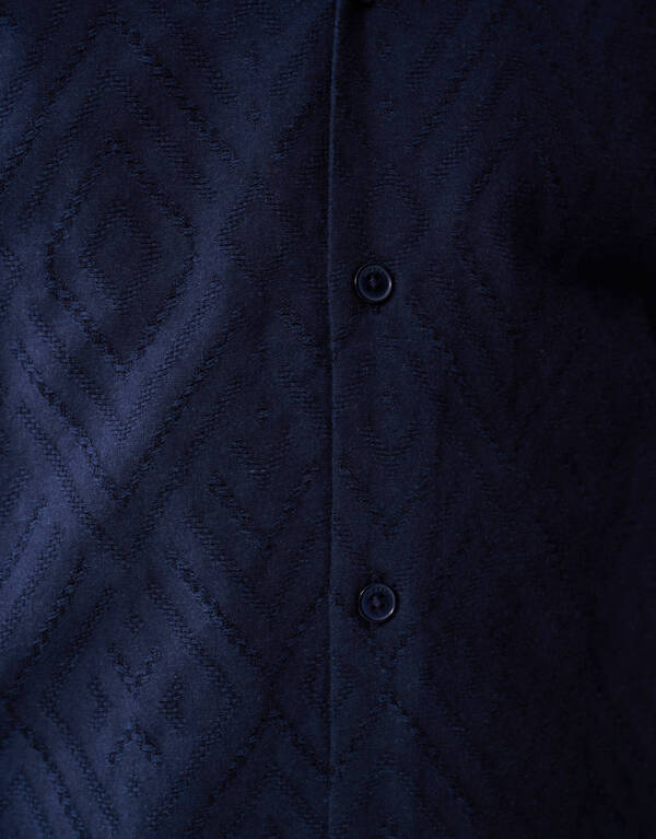 Gewelltes Jacquard-Hemd Dunkelblau SHOEBY MEN