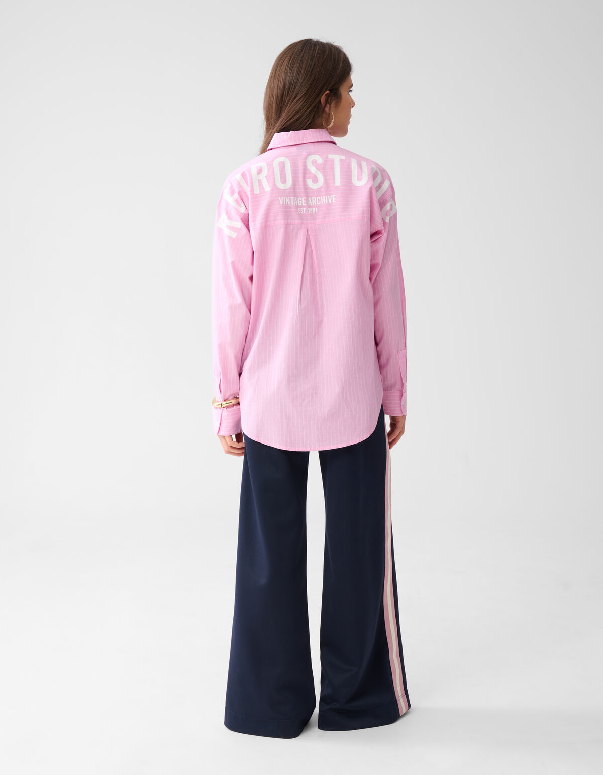 Gestreifte Popeline-Bluse Rosa SHOEBY WOMEN