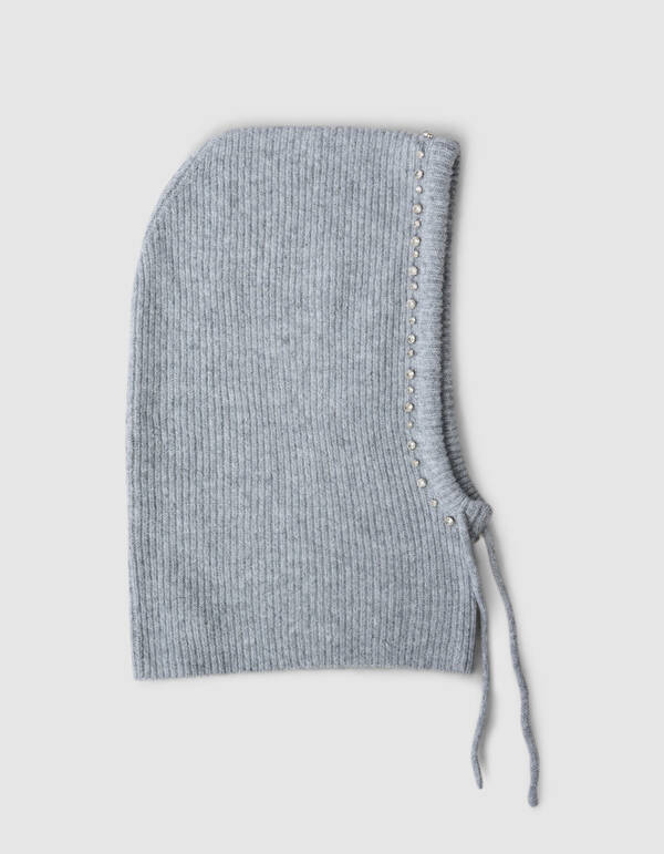 Balaclava-Mütze mit Strasssteinen, Hellgrau SHOEBY ACCESSOIRES