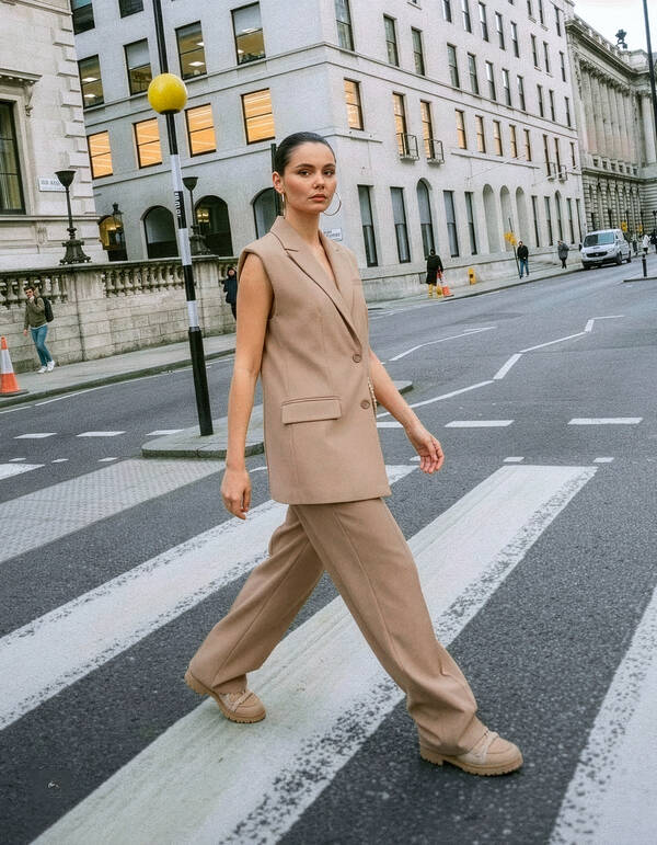 &Auml;rmelloser Blazer mit Kettenmuster, Sand SHOEBY WOMEN