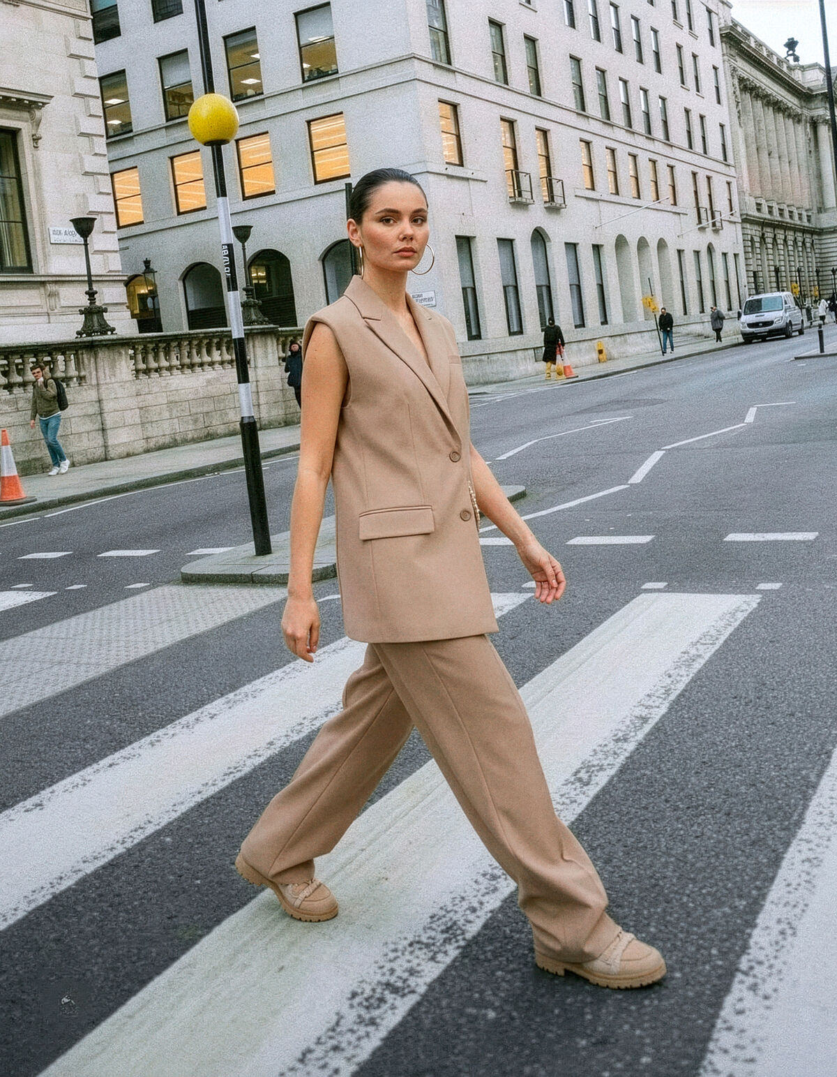 &Auml;rmelloser Blazer mit Kettenmuster, Sand SHOEBY WOMEN