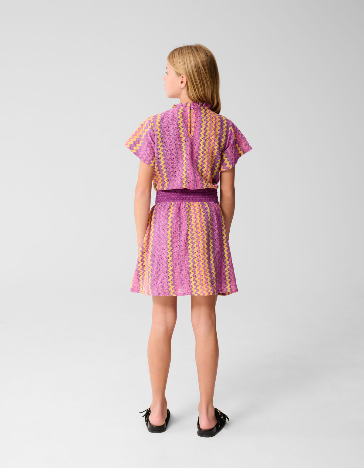 Zickzack geh&auml;keltes Kleid Rosa SHOEBY GIRLS