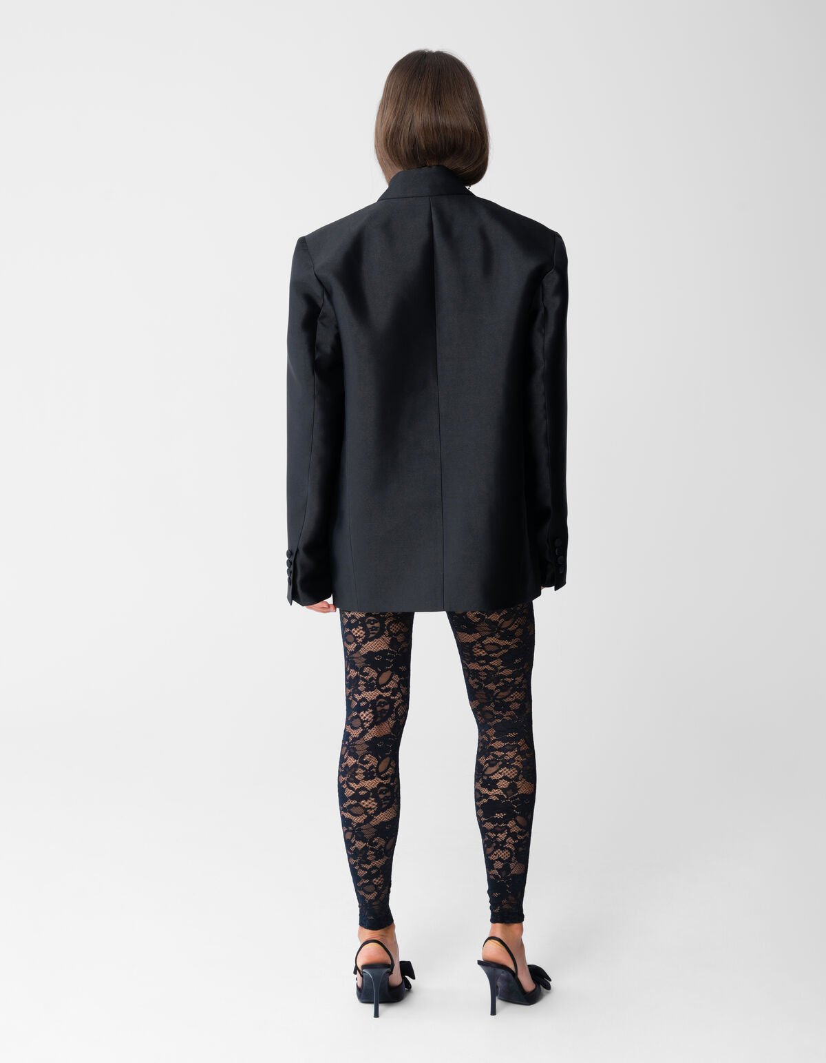 Oversized Satin Twill Blazer Black SHOEBY WOMEN