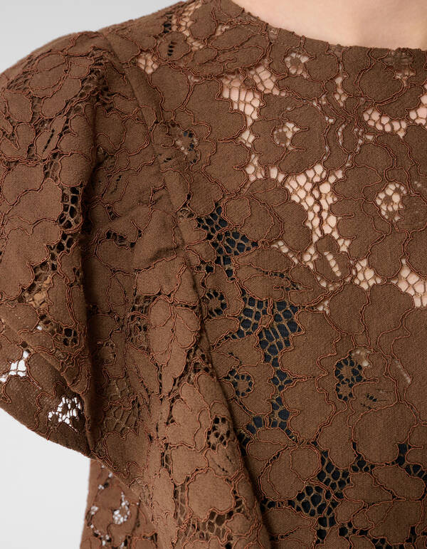 Kanten R&uuml;schen Top Braun SHOEBY WOMEN