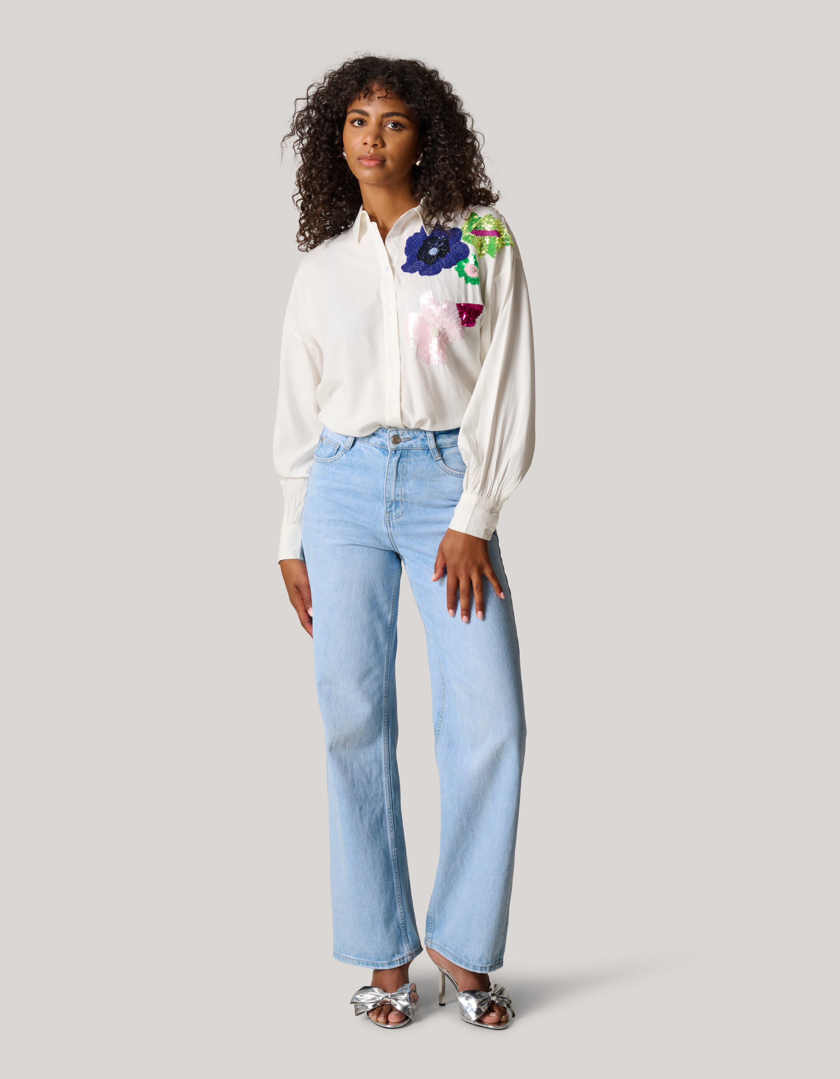 Paillettenbluse Weiß SHOEBY WOMEN