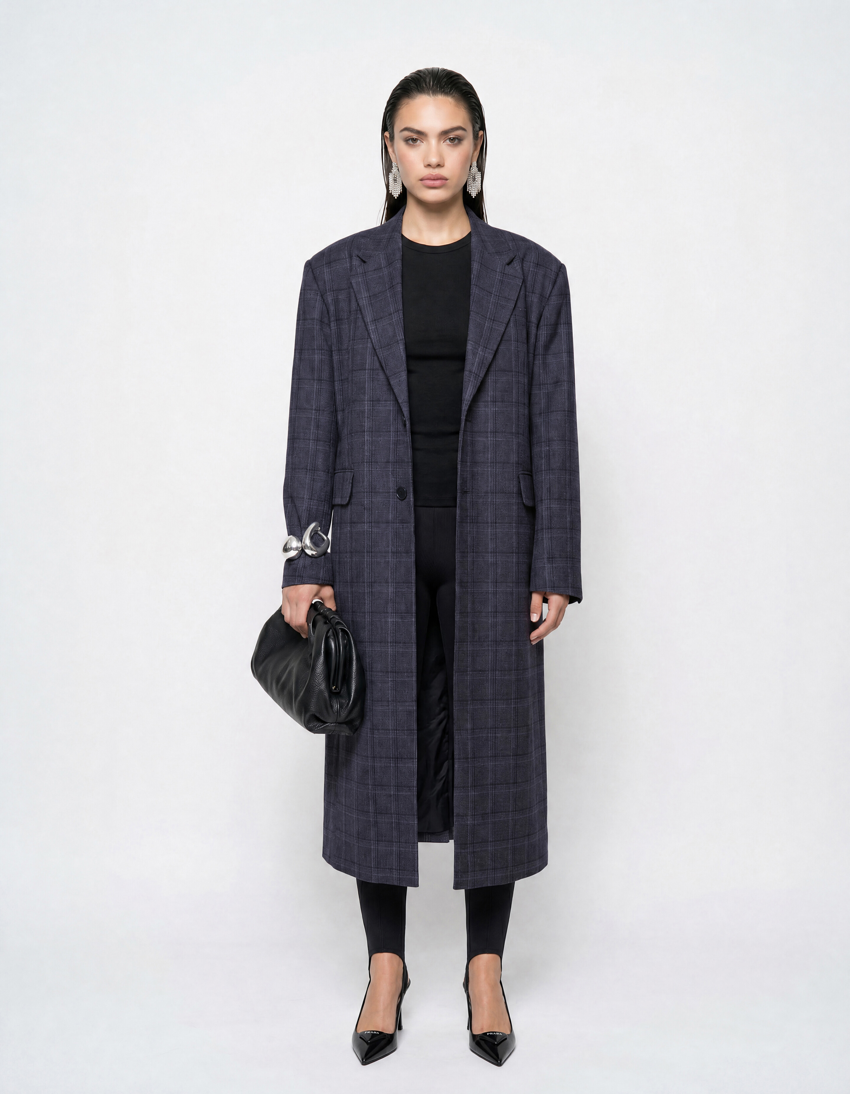Midi-Check-Blazer Dunkelgrau SHOEBY WOMEN