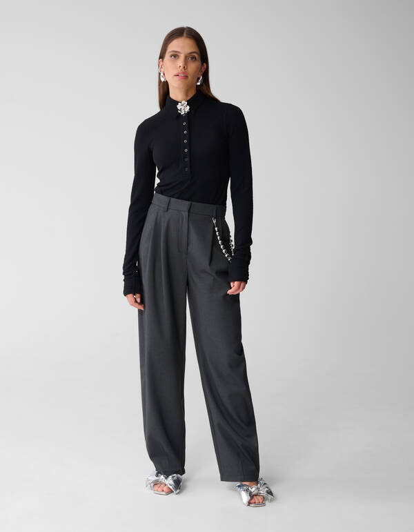 Blumen Polo Top Schwarz SHOEBY WOMEN