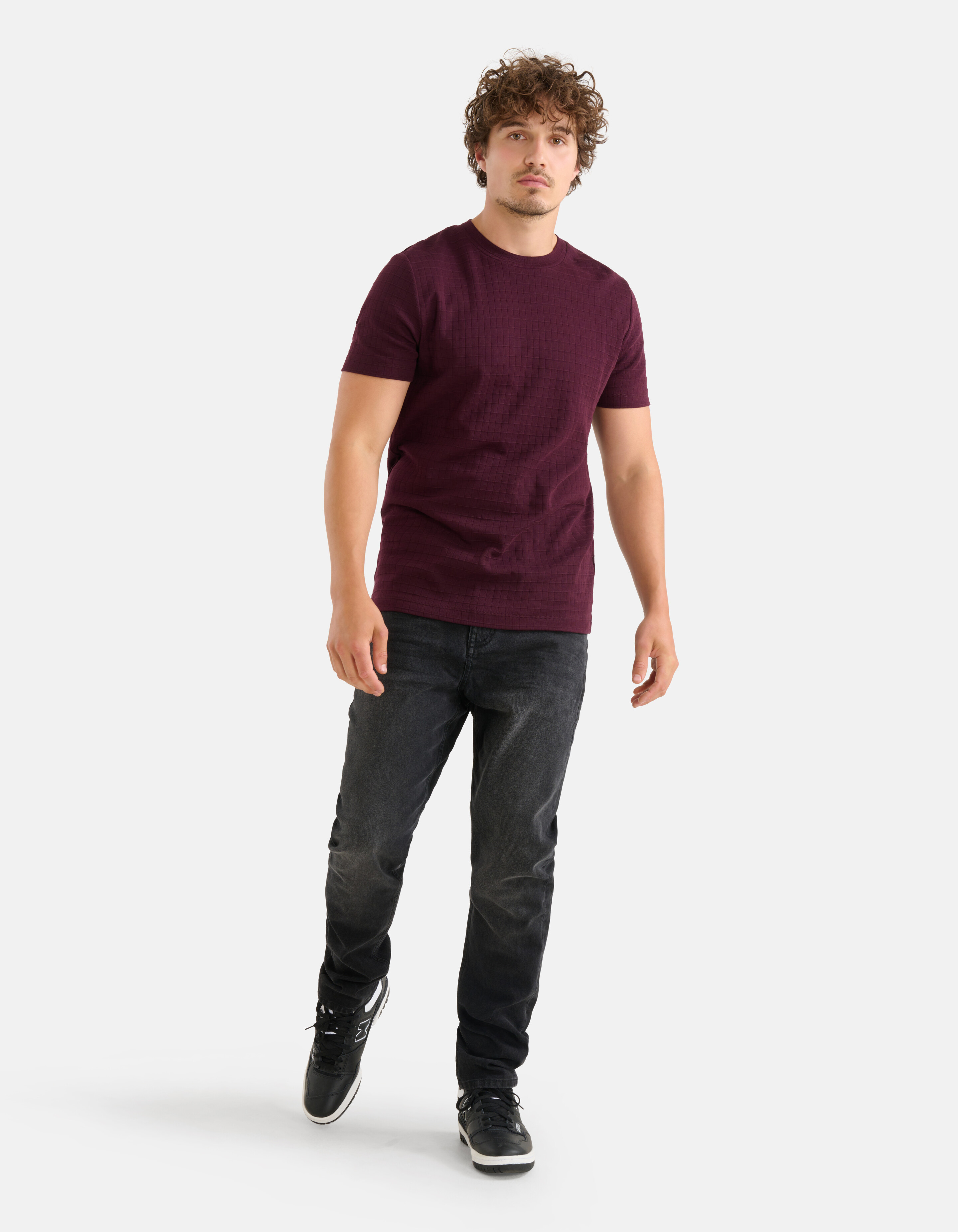 Structuur T-shirt Bordeaux SHOEBY MEN