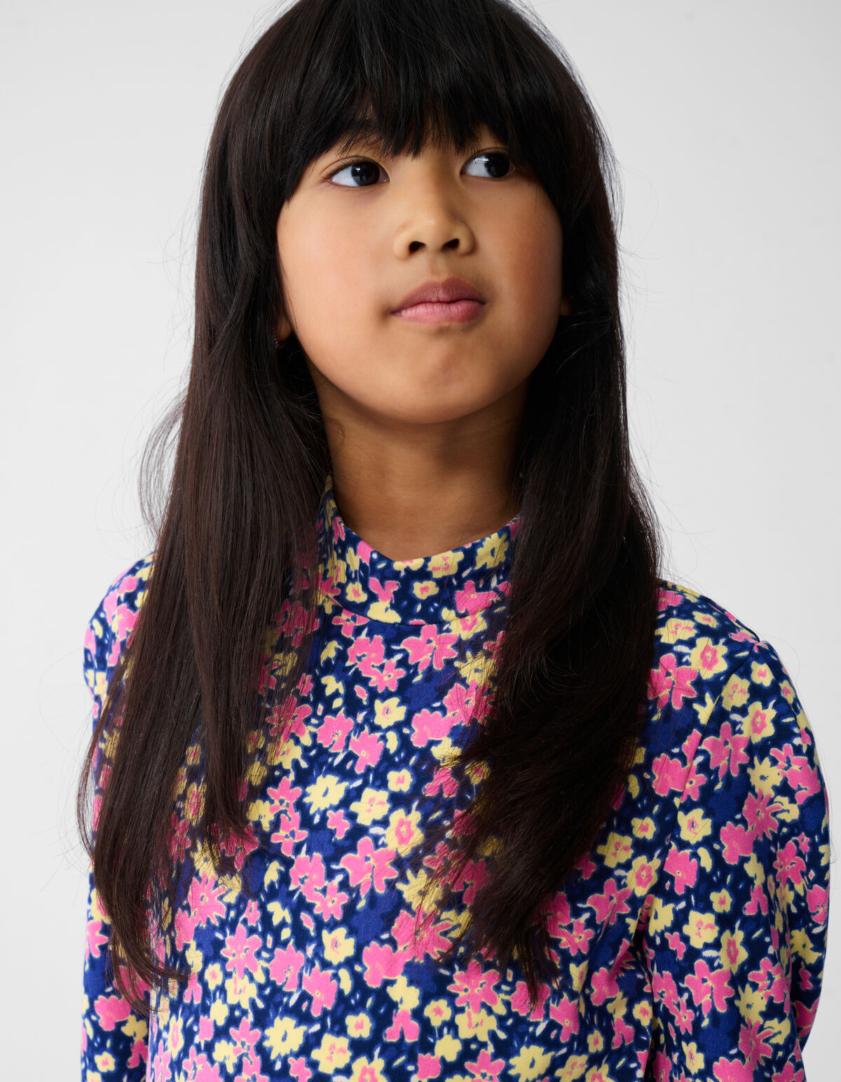 Langarmshirt mit Blumenmuster, dunkelblau/rosa SHOEBY GIRLS