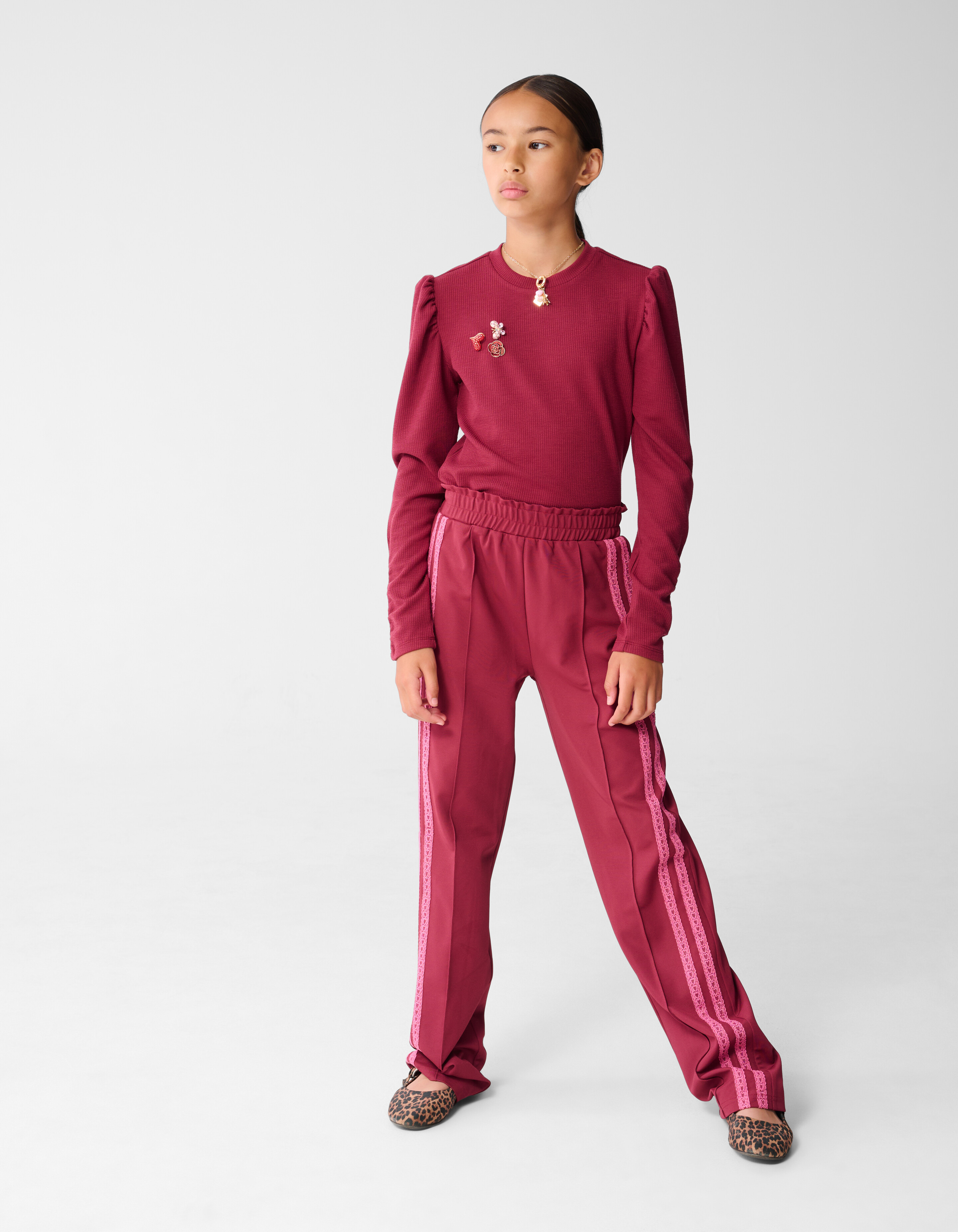 Sportliche Hose mit weitem Bein in Dunkelrosa SHOEBY GIRLS