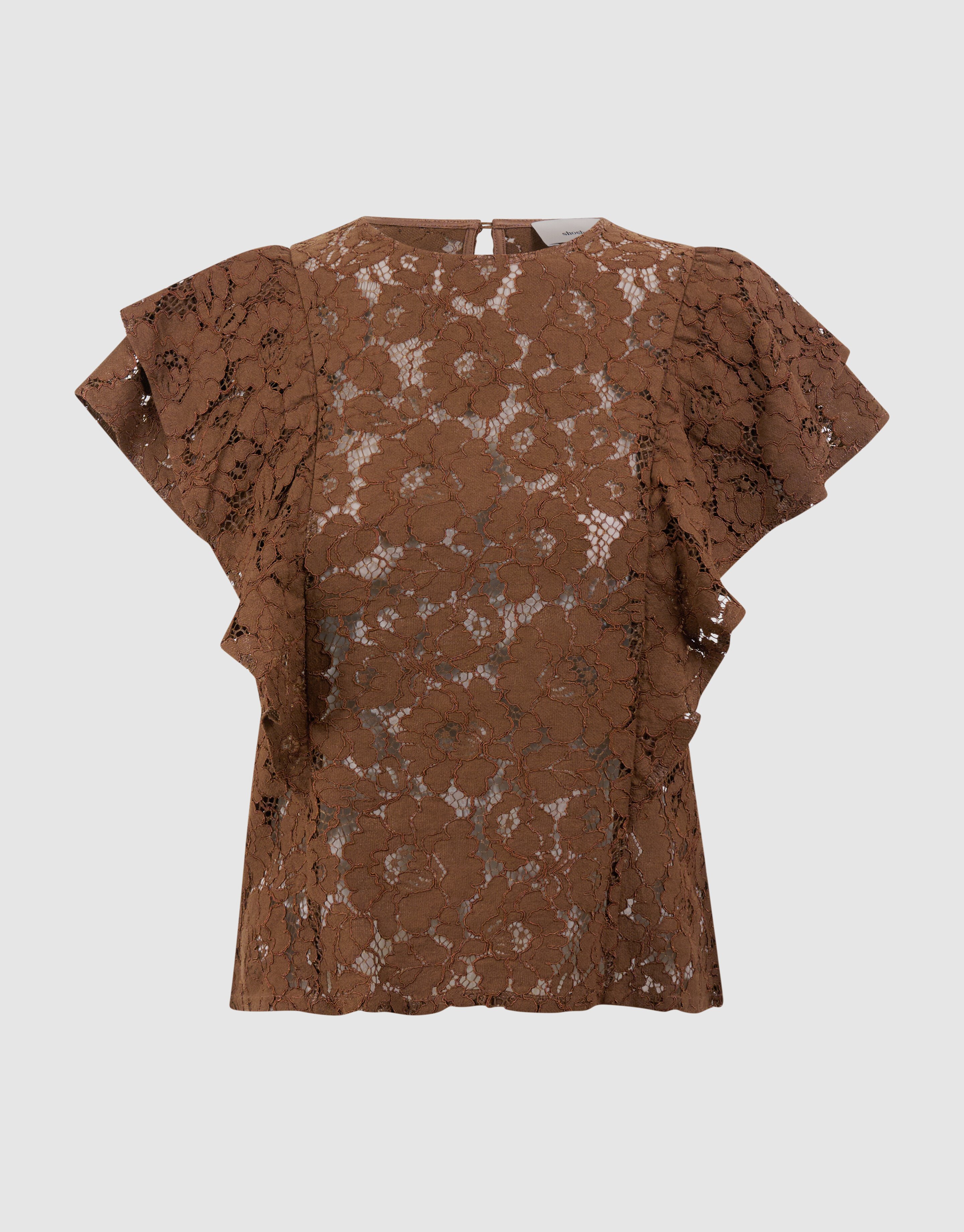 Kanten R&uuml;schen Top Braun SHOEBY WOMEN