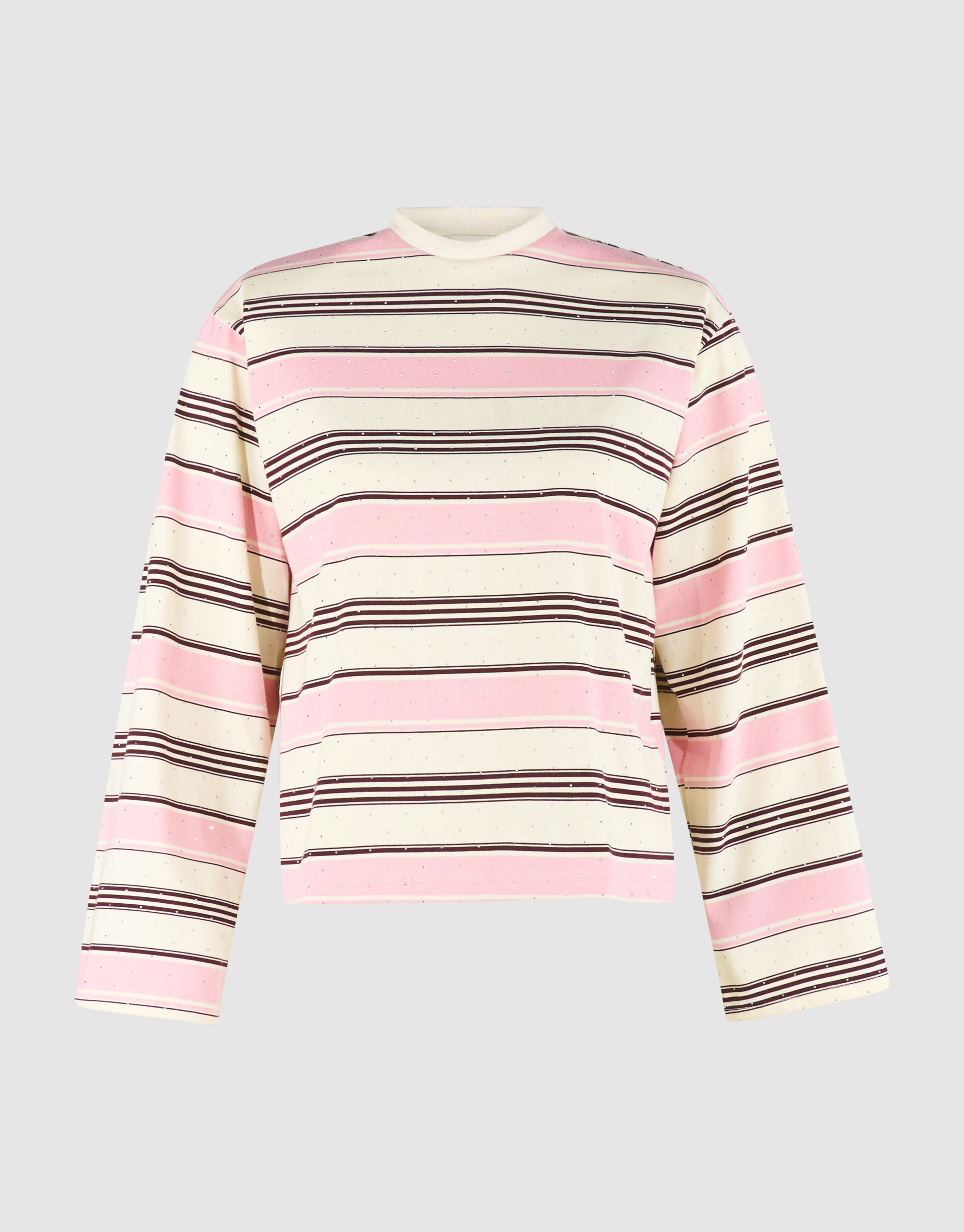 Gestreifte Strass-Langarmshirt Rosa SHOEBY WOMEN