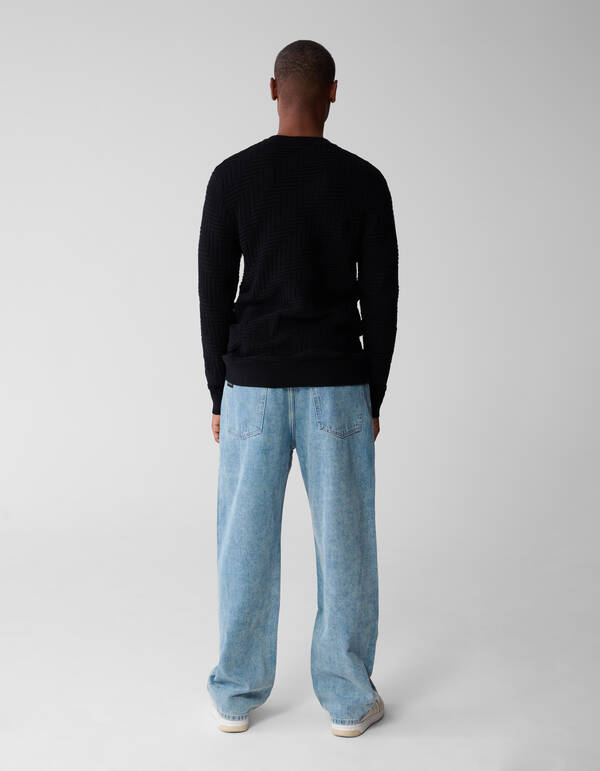 Strickpullover Struktur Schwarz SHOEBY MEN