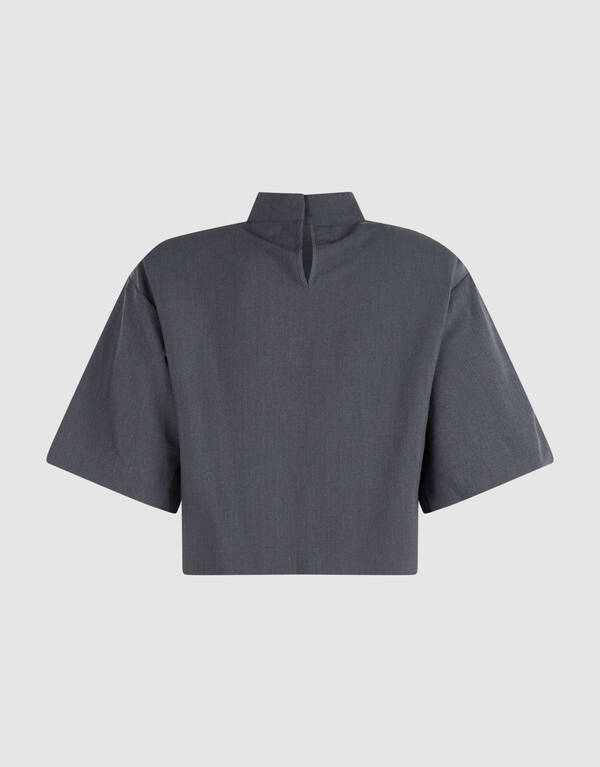 Gewebte Schulter Top Grau SHOEBY WOMEN