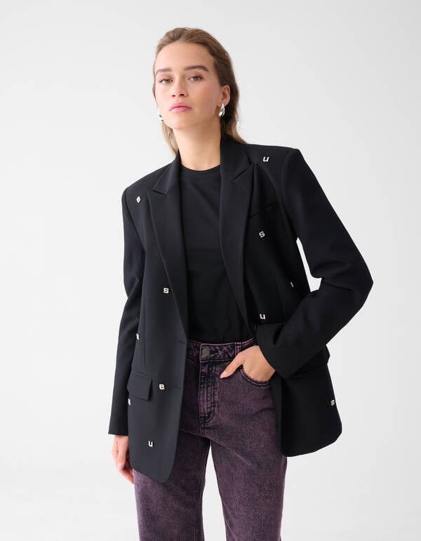 Strass Buchstaben Blazer Schwarz SHOEBY WOMEN