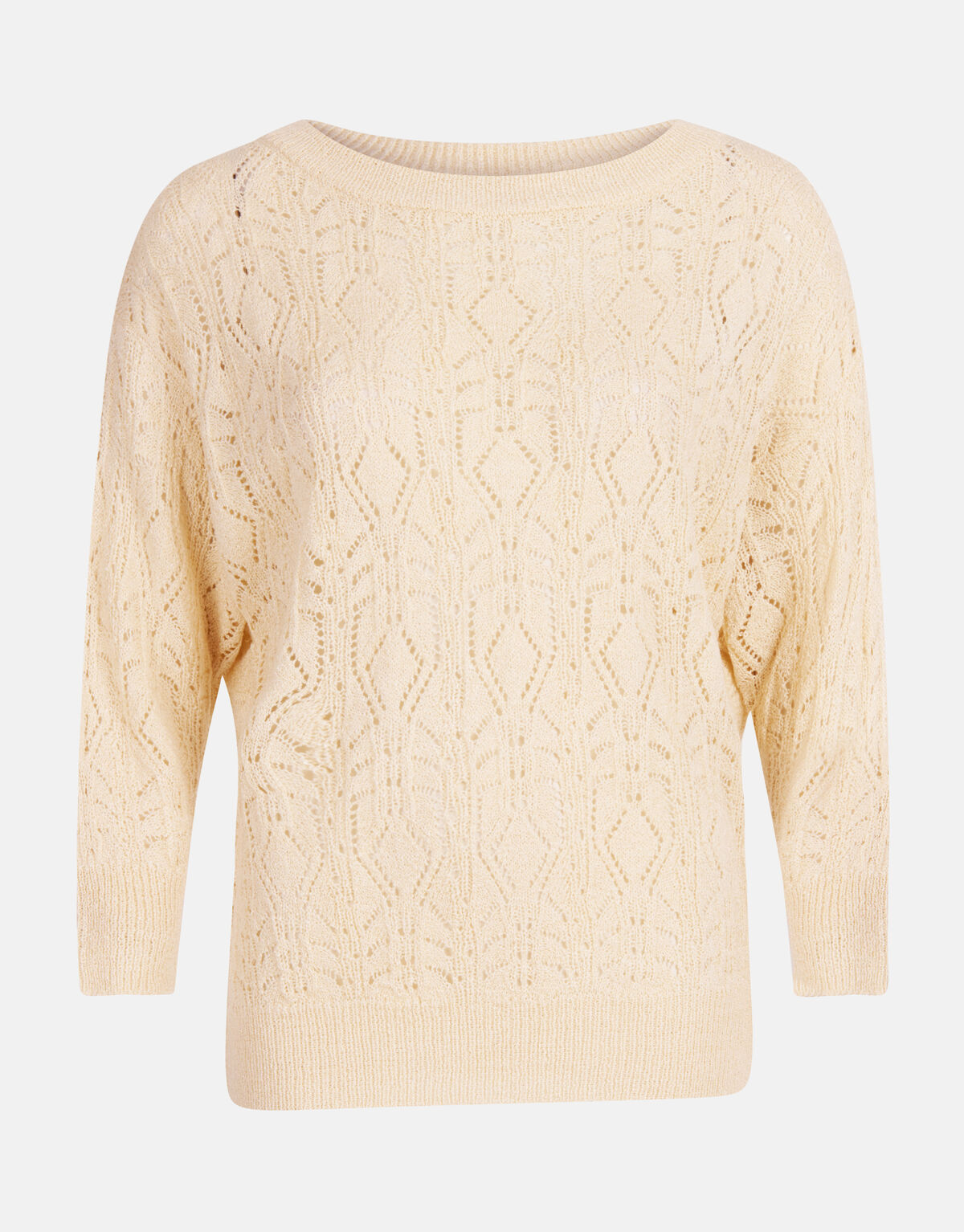 Ajour Fledermaus-Pullover Off White SHOEBY WOMEN