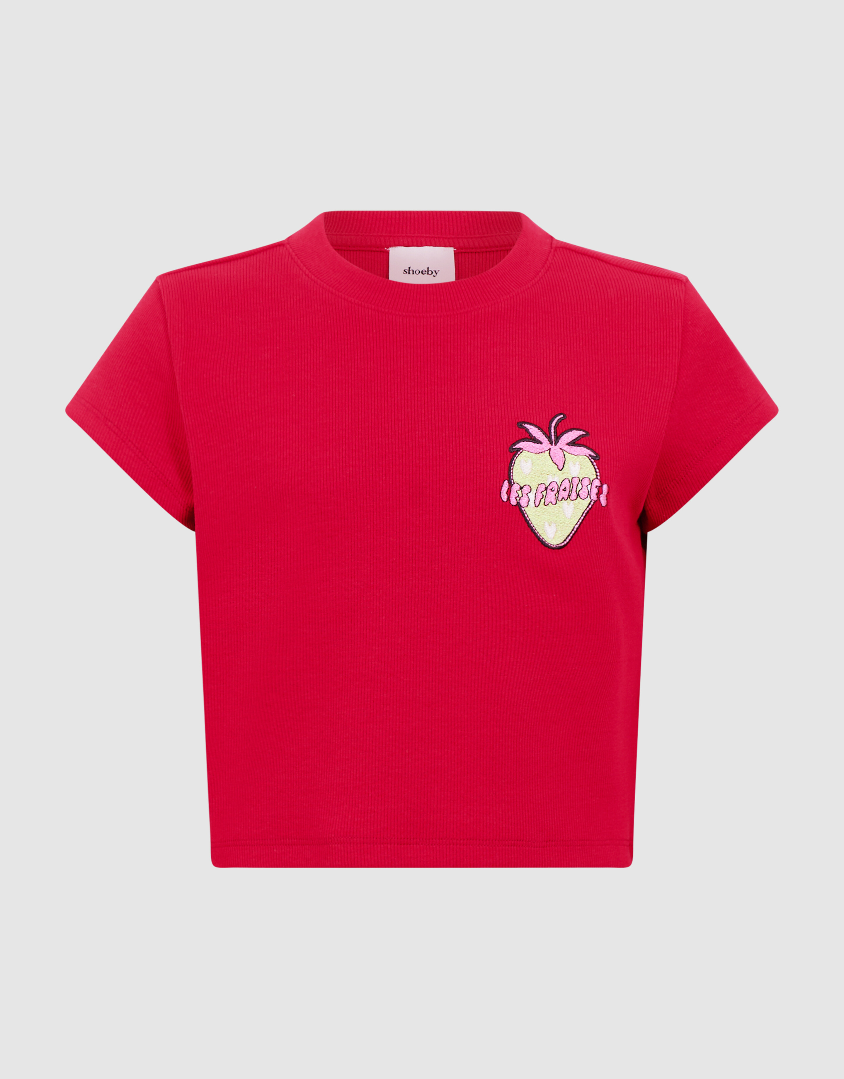 Rib Les Fraises Crop-Top Rot SHOEBY GIRLS