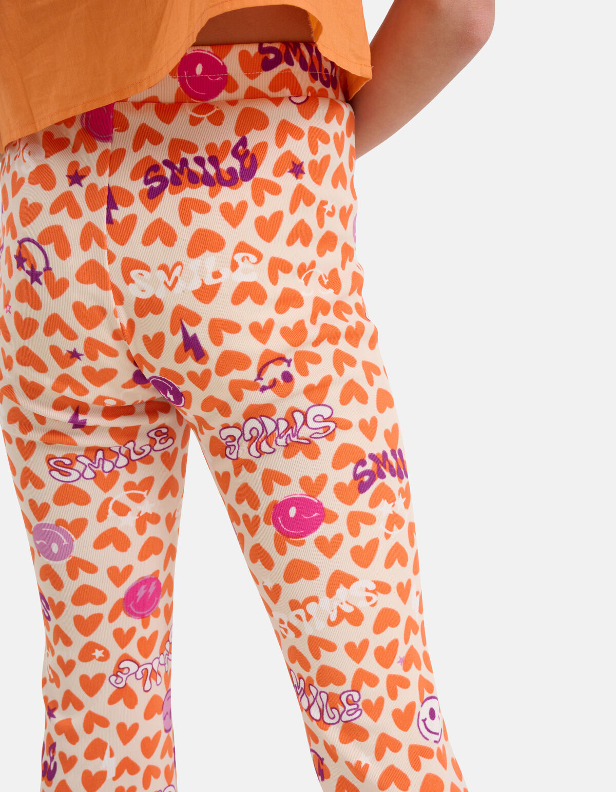 Bedruckte ausgestellte Rippenleggings Oranje SHOEBY GIRLS
